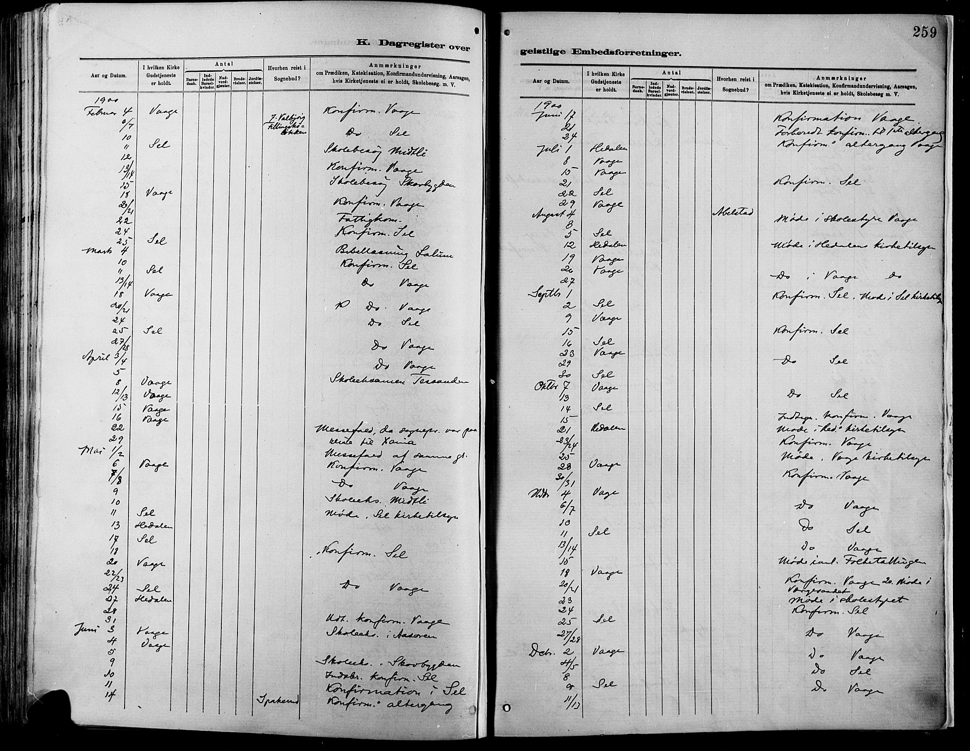 Vågå prestekontor, AV/SAH-PREST-076/H/Ha/Haa/L0009: Parish register (official) no. 9, 1886-1904, p. 259