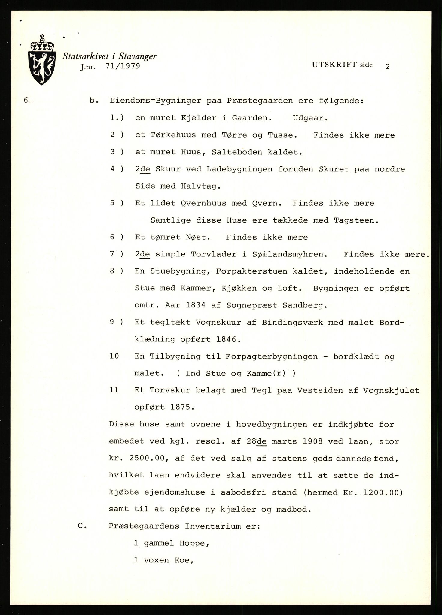 Statsarkivet i Stavanger, AV/SAST-A-101971/03/Y/Yj/L0066: Avskrifter sortert etter gårdsnavn: Pedersro - Prestegården i Suldal, 1750-1930, p. 469