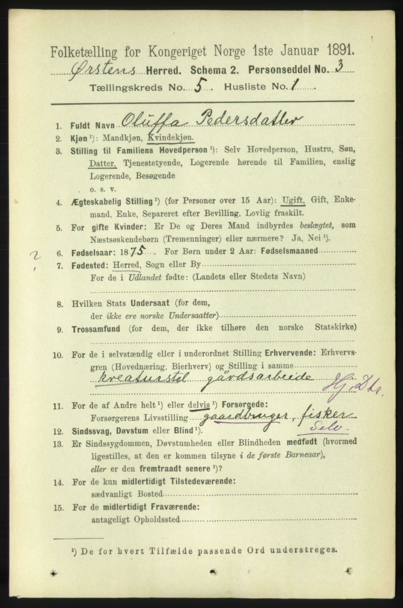 RA, 1891 census for 1520 Ørsta, 1891, p. 2277