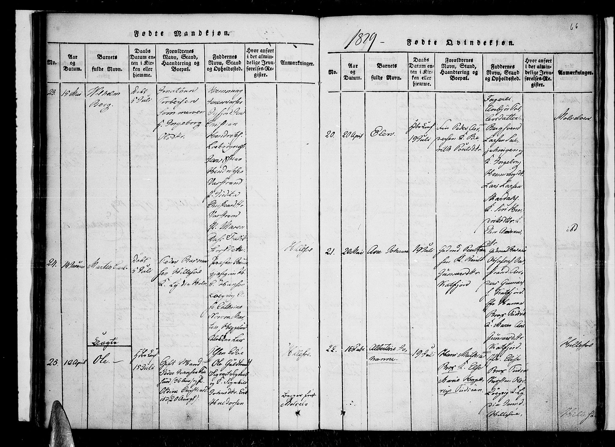 Lenvik sokneprestembete, SATØ/S-1310/H/Ha/Haa/L0003kirke: Parish register (official) no. 3, 1820-1831, p. 66
