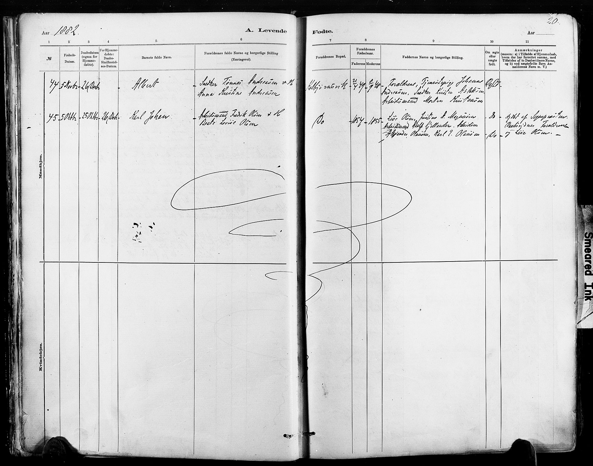 Hisøy sokneprestkontor, AV/SAK-1111-0020/F/Fa/L0003: Parish register (official) no. A 3, 1881-1894, p. 20