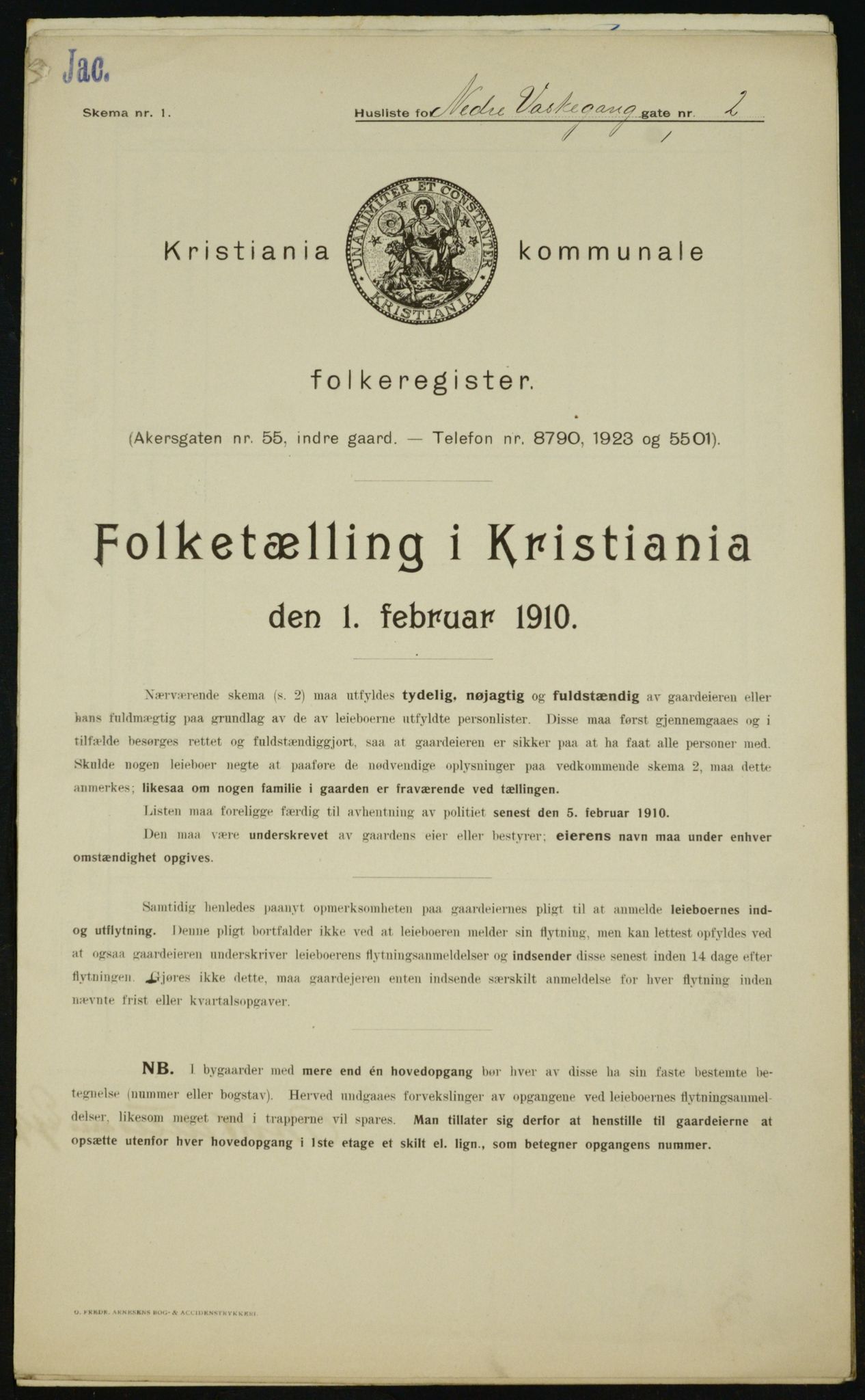 OBA, Municipal Census 1910 for Kristiania, 1910, p. 67207