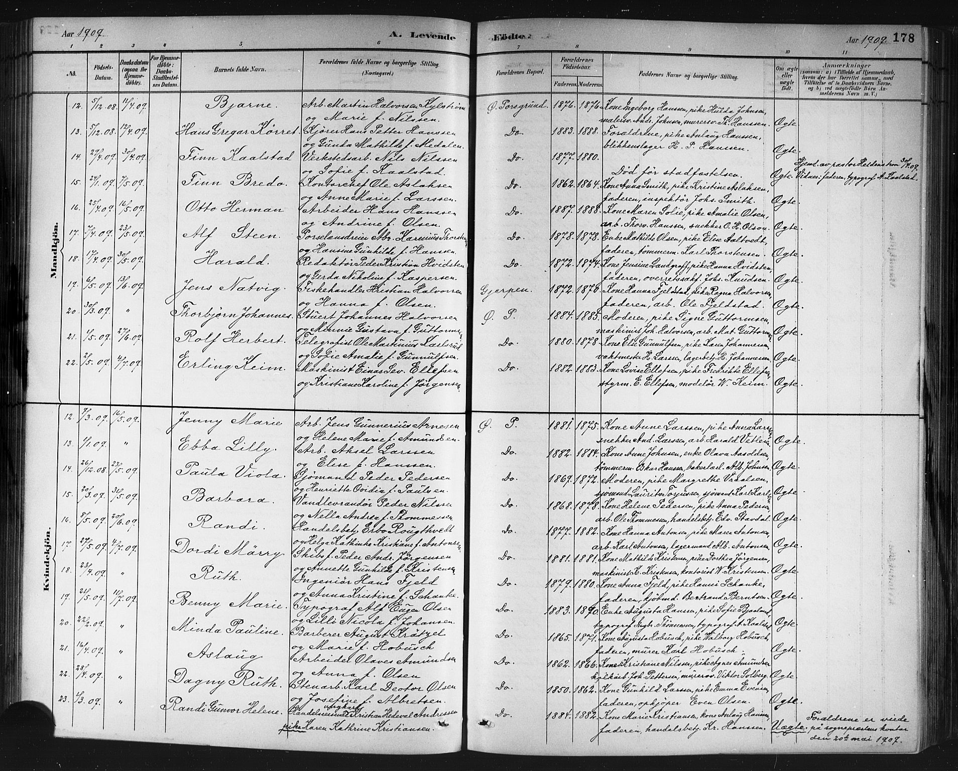 Porsgrunn kirkebøker , AV/SAKO-A-104/G/Gb/L0005: Parish register (copy) no. II 5, 1883-1915, p. 178