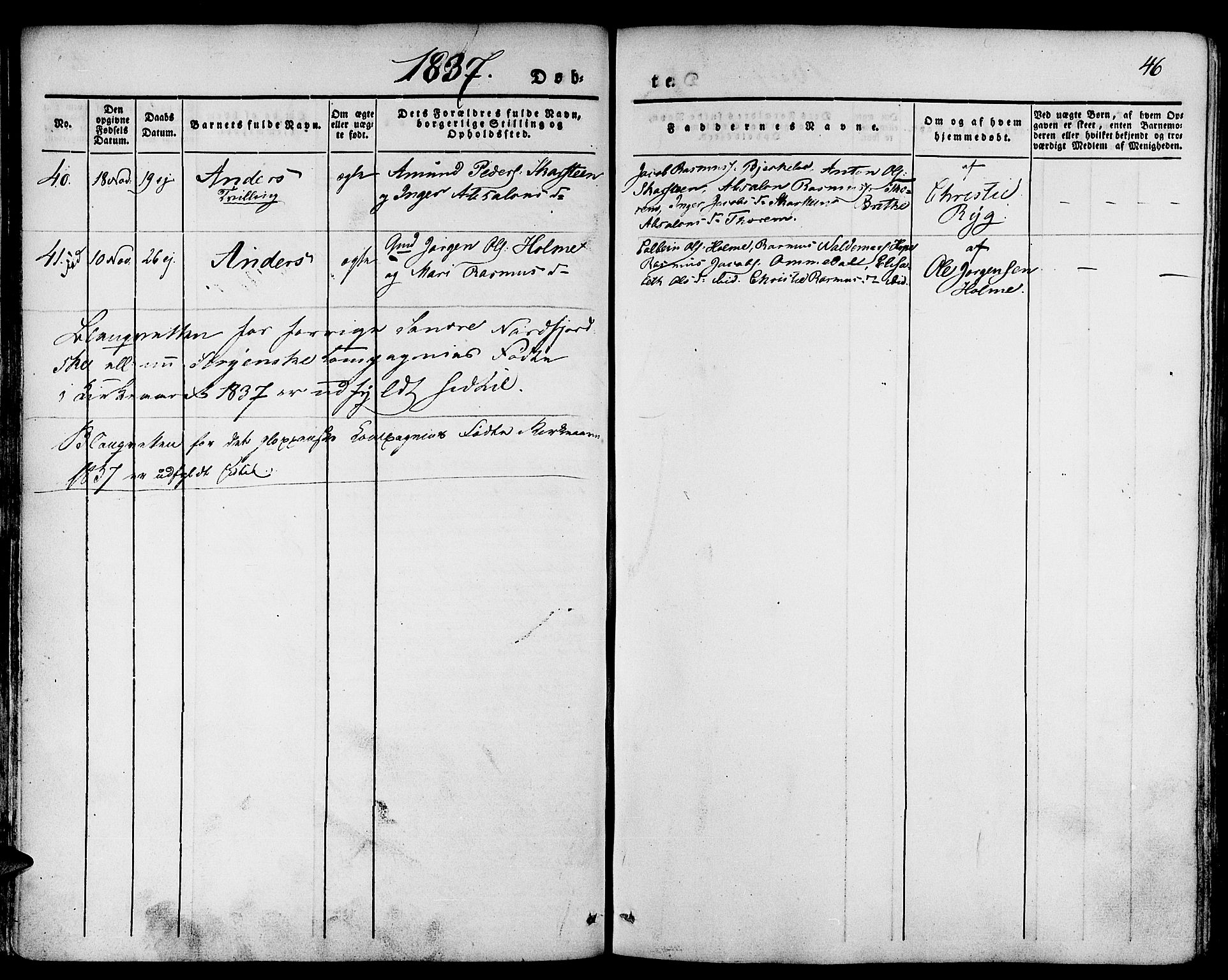 Gloppen sokneprestembete, SAB/A-80101/H/Haa/Haaa/L0007: Parish register (official) no. A 7, 1827-1837, p. 46