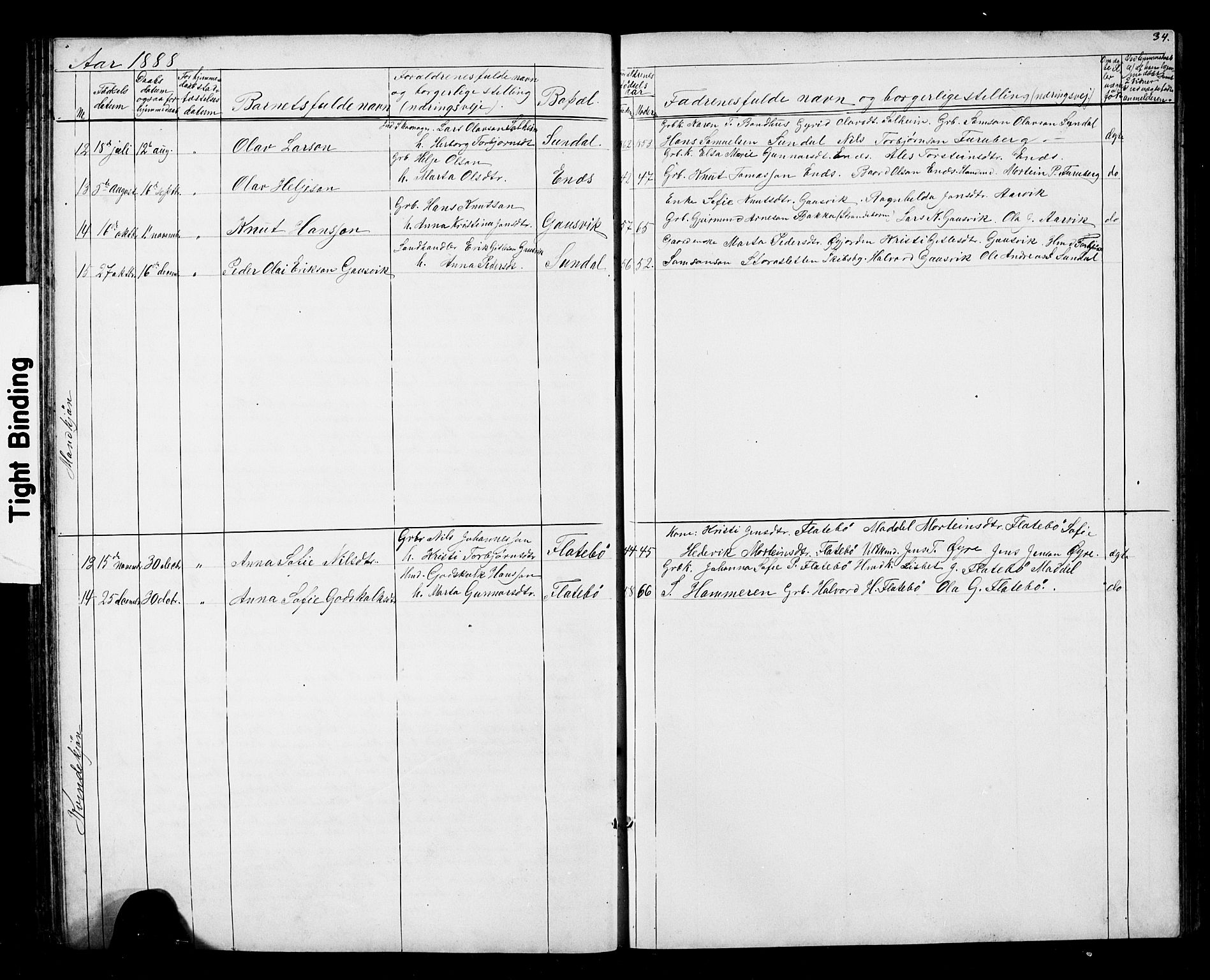 Kvinnherad sokneprestembete, SAB/A-76401/H/Hab: Parish register (copy) no. D 1, 1856-1905, p. 34
