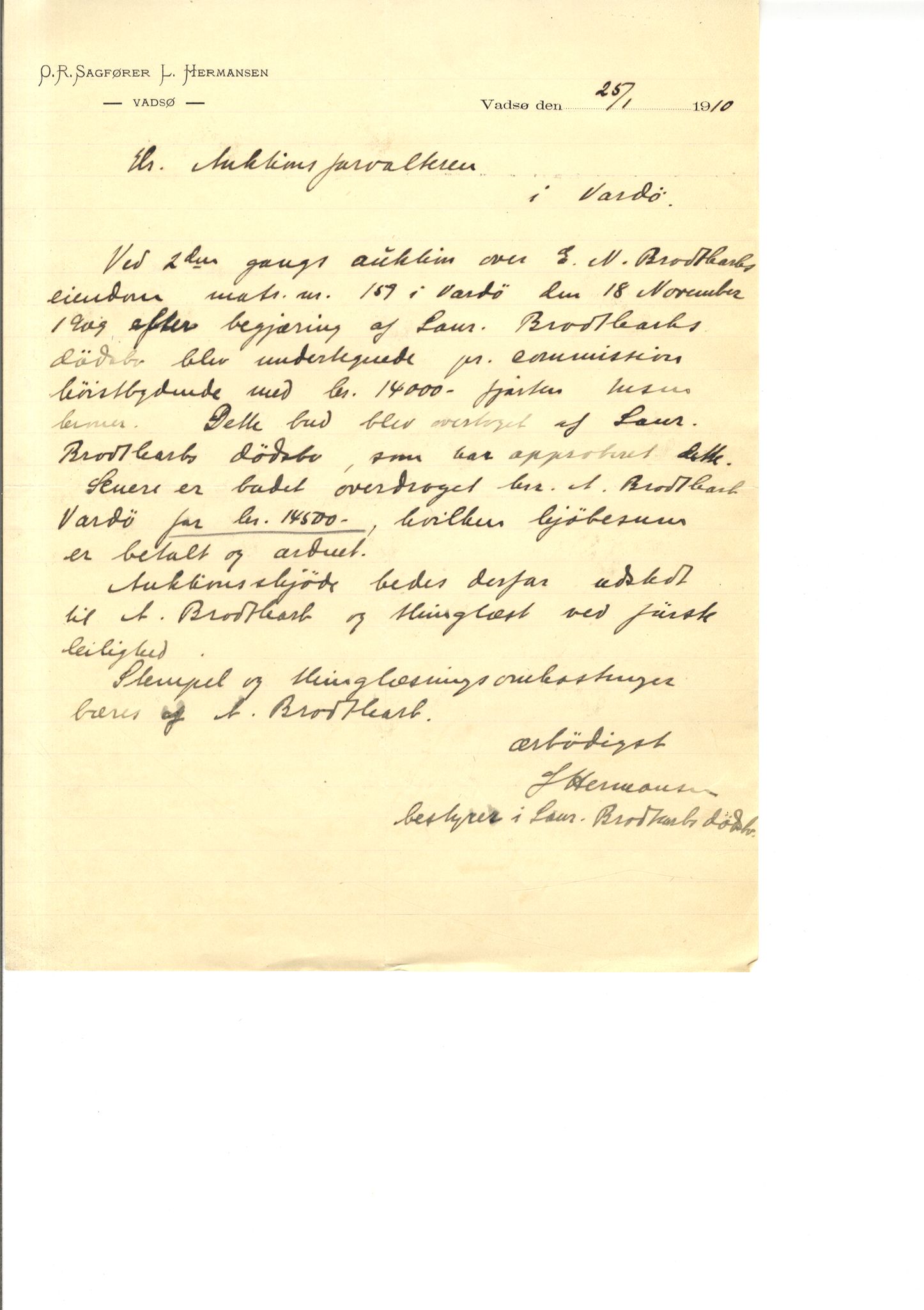 Brodtkorb handel A/S, VAMU/A-0001/Q/Qb/L0002: Skjøter og grunnbrev i Vardø by, 1852-1949, p. 33