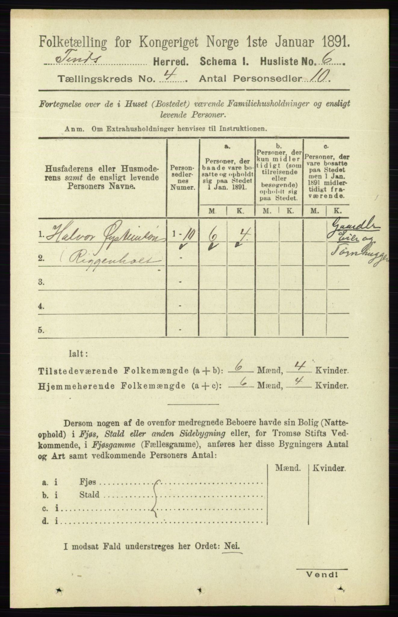 RA, 1891 census for 0826 Tinn, 1891, p. 683