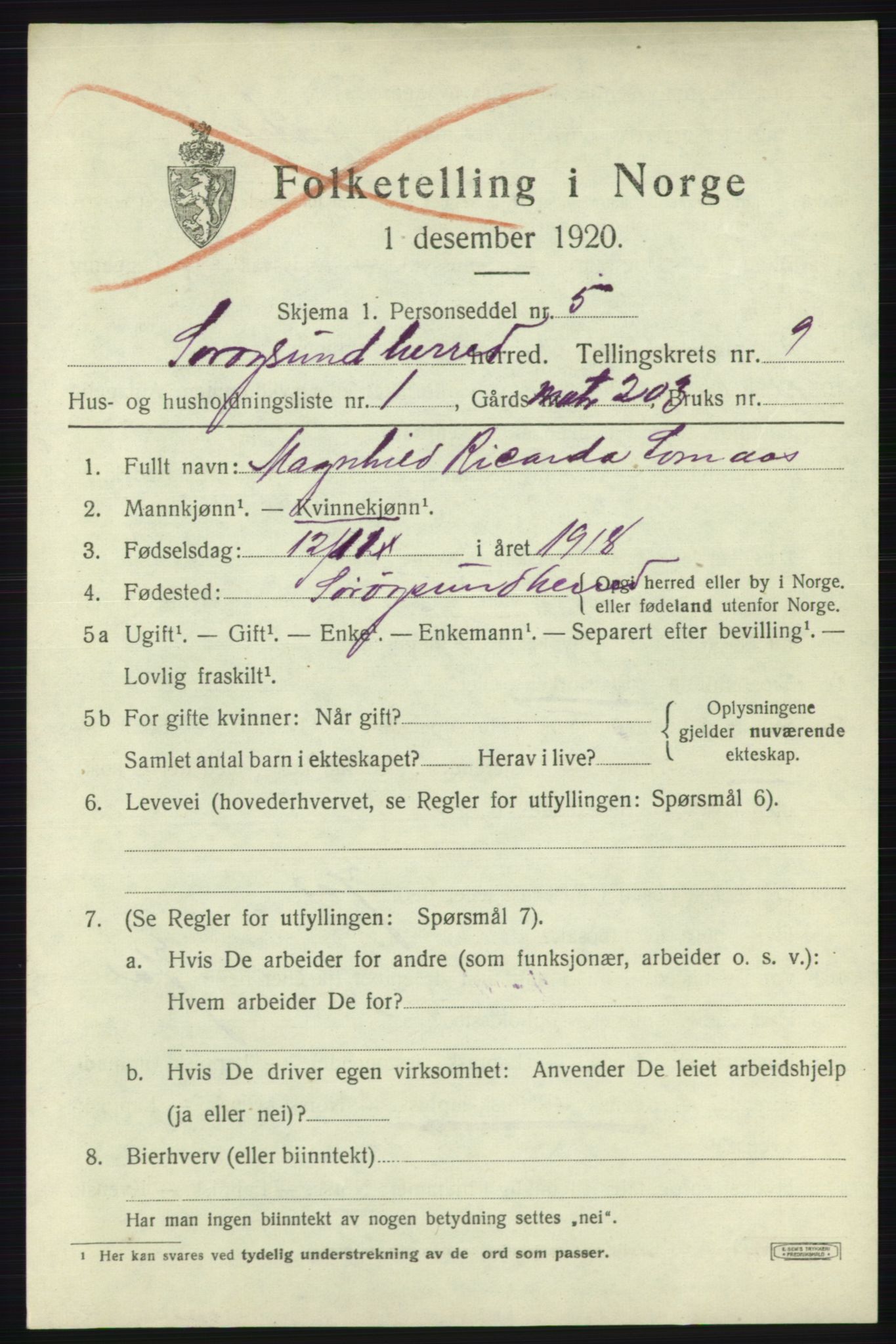 SATØ, 1920 census for Sørøysund rural district, 1920, p. 3610