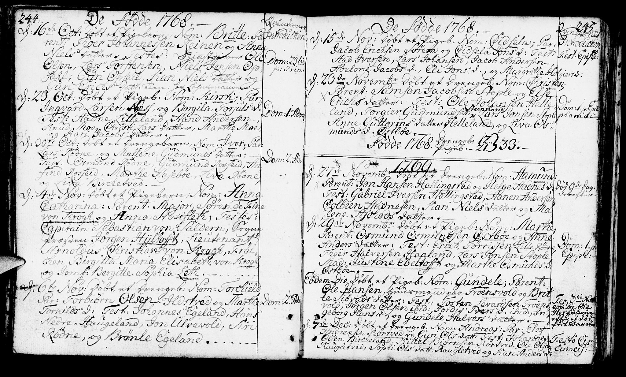 Vikedal sokneprestkontor, AV/SAST-A-101840/01/IV: Parish register (official) no. A 1, 1737-1778, p. 244-245