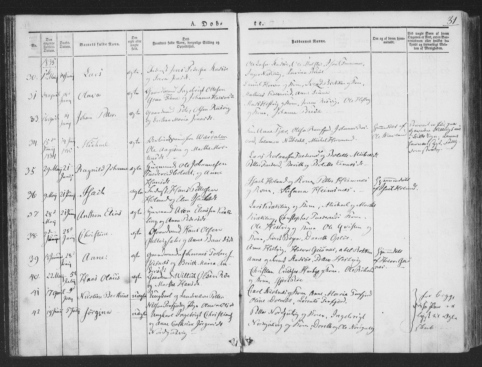 Ministerialprotokoller, klokkerbøker og fødselsregistre - Nord-Trøndelag, AV/SAT-A-1458/780/L0639: Parish register (official) no. 780A04, 1830-1844, p. 31