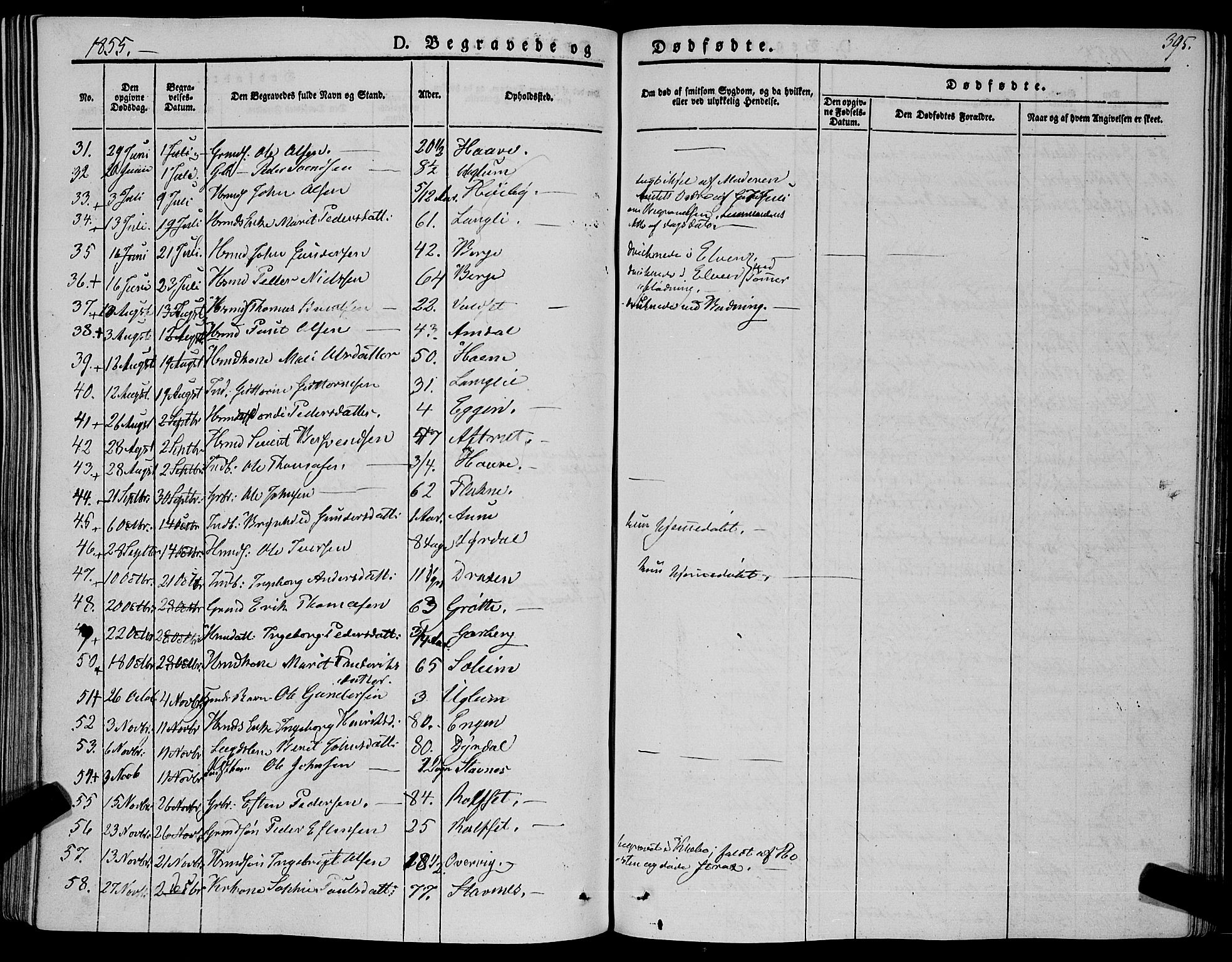 Ministerialprotokoller, klokkerbøker og fødselsregistre - Sør-Trøndelag, AV/SAT-A-1456/695/L1145: Parish register (official) no. 695A06 /1, 1843-1859, p. 395