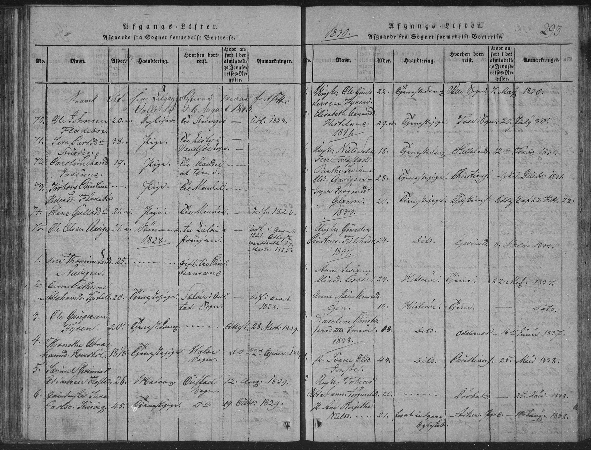 Sør-Audnedal sokneprestkontor, SAK/1111-0039/F/Fb/Fba/L0001: Parish register (copy) no. B 1, 1815-1850, p. 293