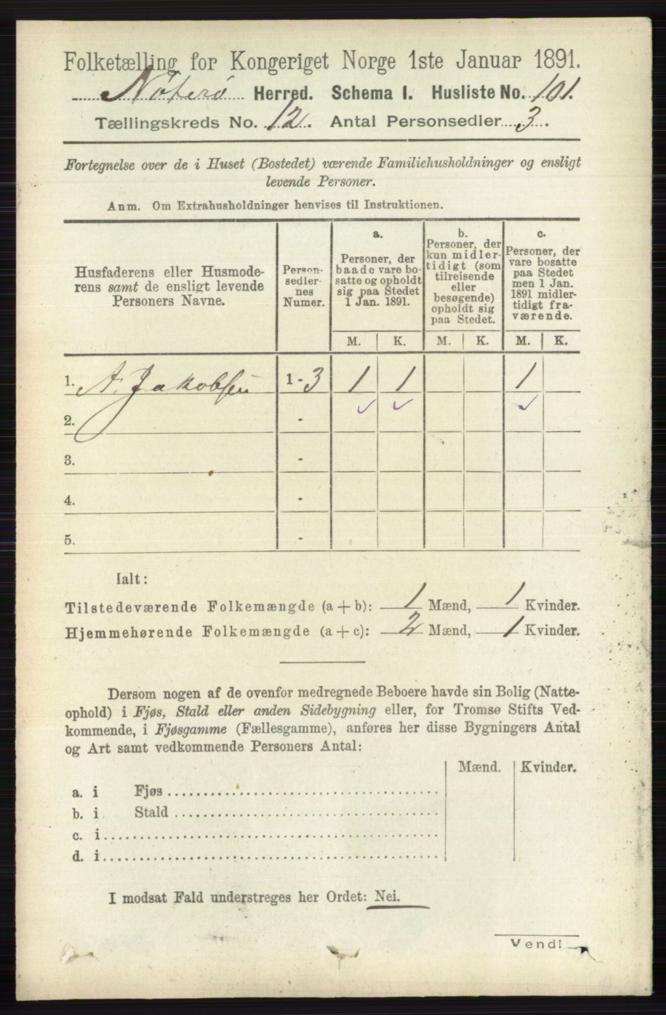 RA, 1891 census for 0722 Nøtterøy, 1891, p. 6378
