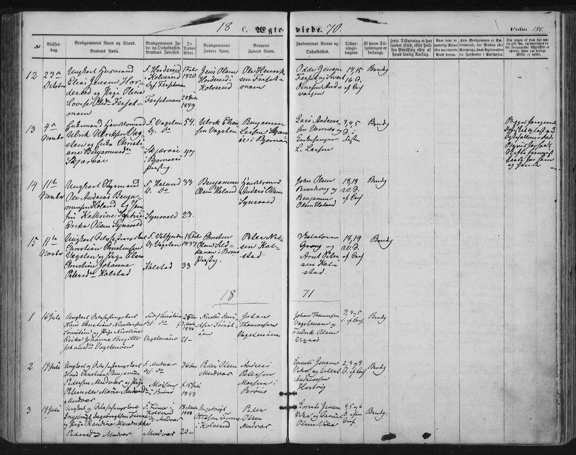Ministerialprotokoller, klokkerbøker og fødselsregistre - Nordland, SAT/A-1459/816/L0241: Parish register (official) no. 816A07, 1870-1885, p. 185