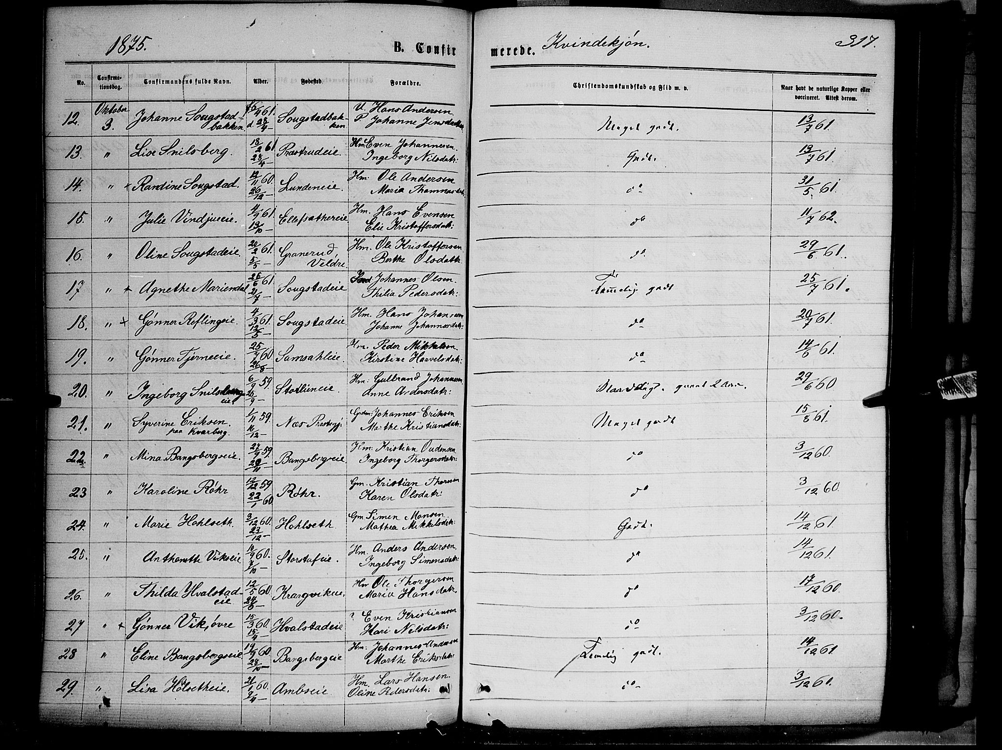 Ringsaker prestekontor, AV/SAH-PREST-014/K/Ka/L0011: Parish register (official) no. 11, 1870-1878, p. 317