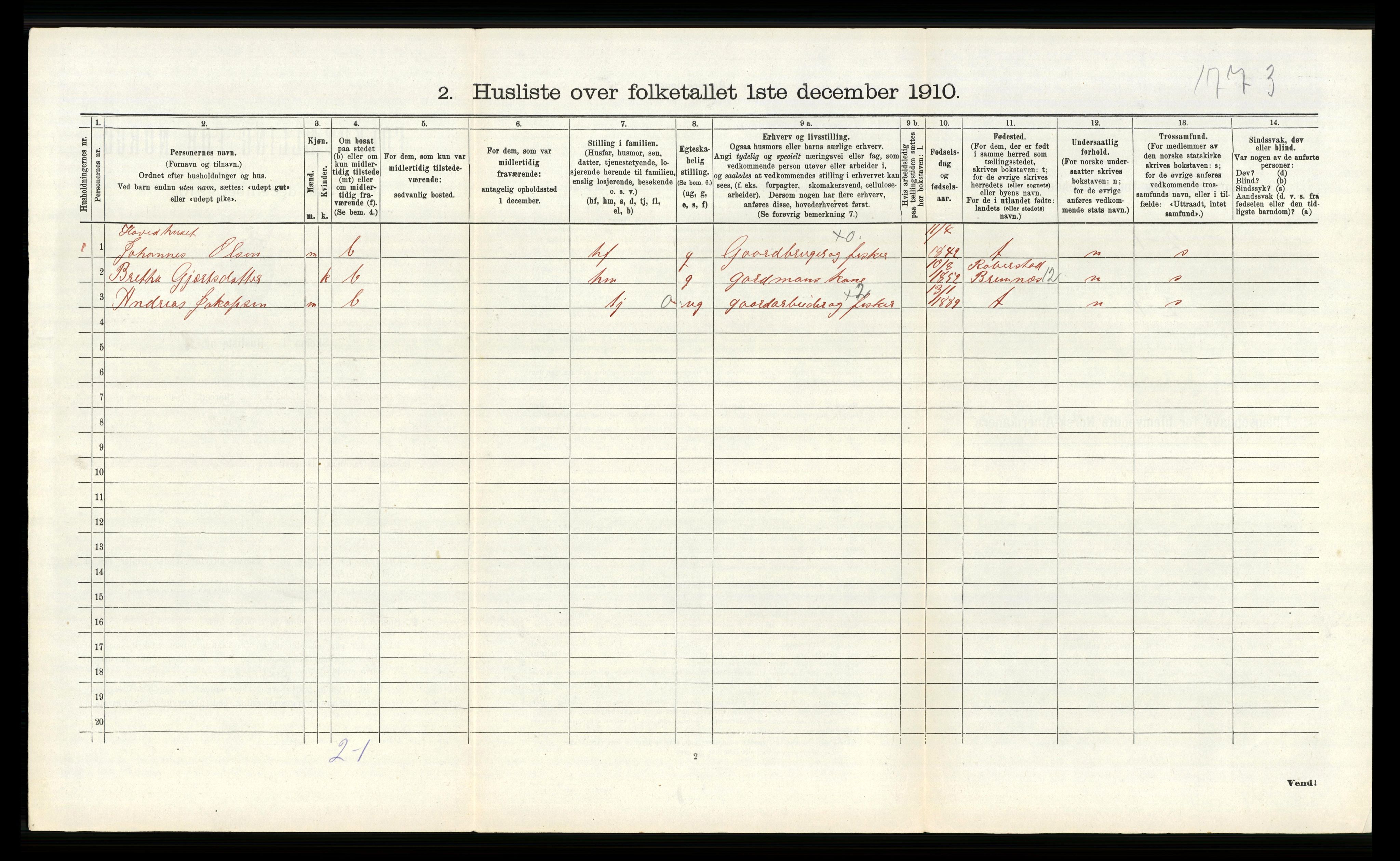 RA, 1910 census for Fitjar, 1910, p. 318