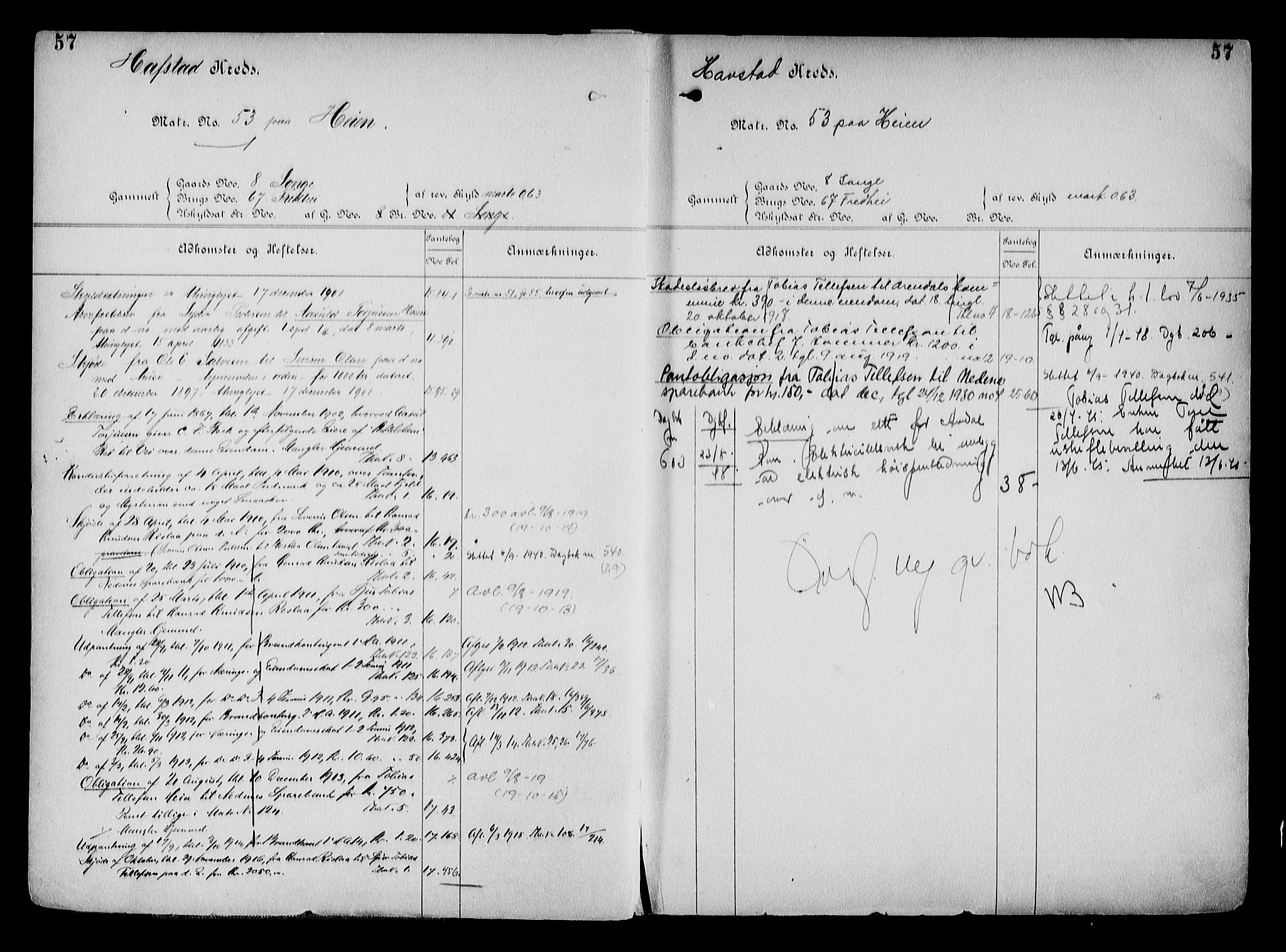Arendal byfogd, AV/SAK-1222-0001/G/Ga/L0015: Mortgage register no. 13, 1860-1960, p. 57