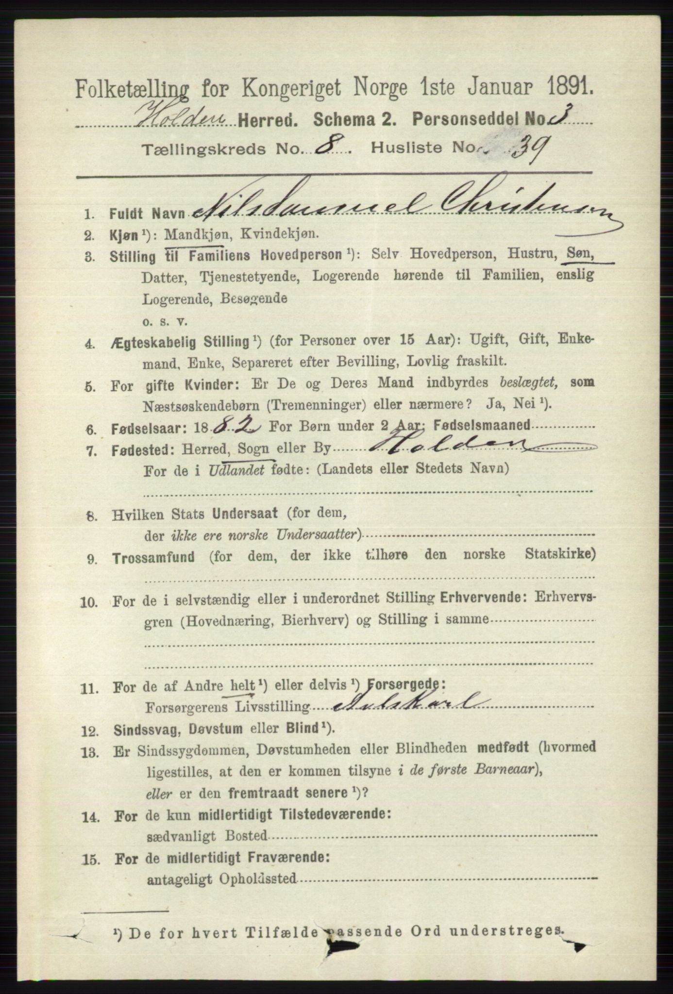 RA, 1891 census for 0819 Holla, 1891, p. 4044