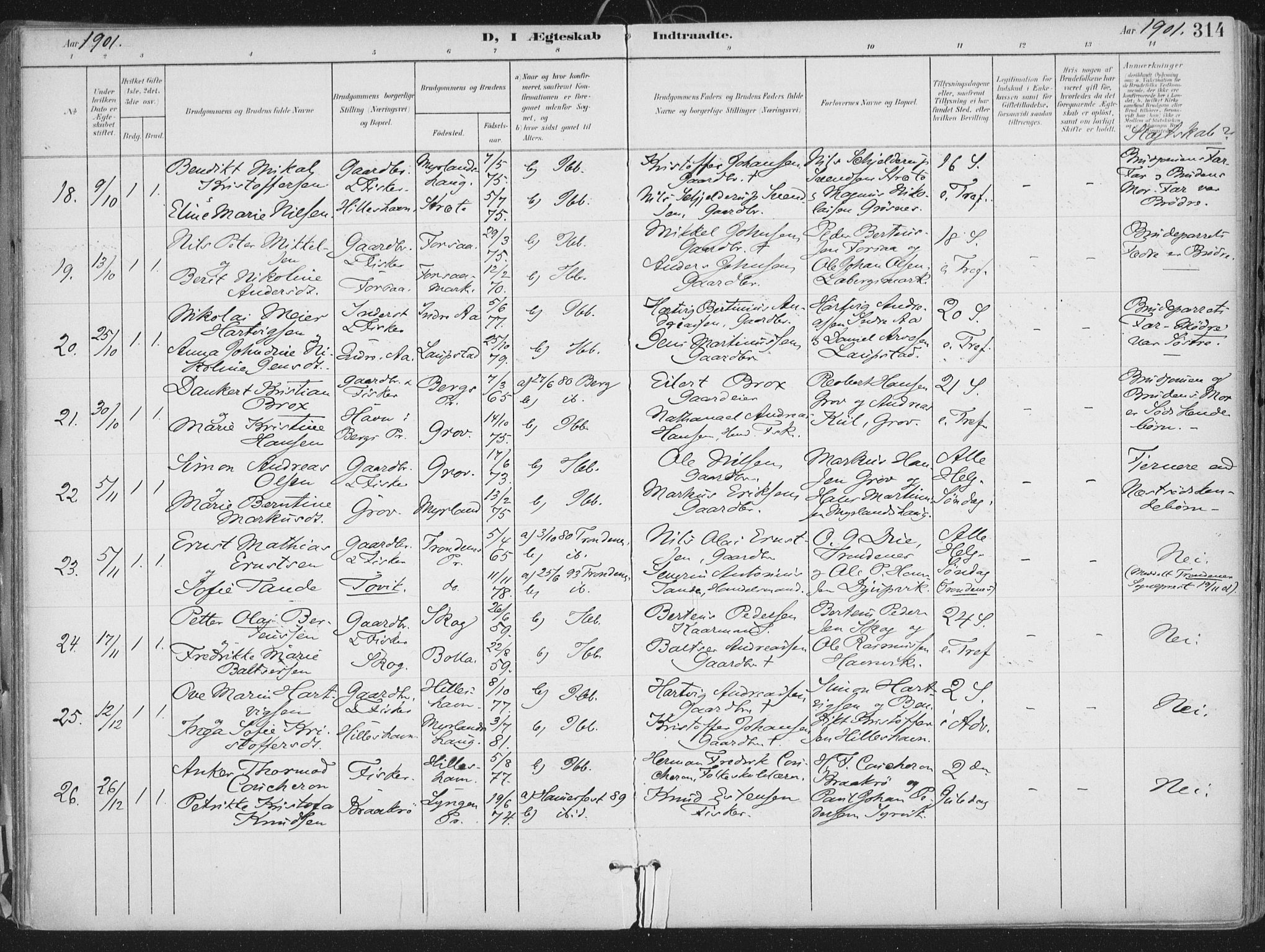 Ibestad sokneprestembete, SATØ/S-0077/H/Ha/Haa/L0017kirke: Parish register (official) no. 17, 1901-1914, p. 314