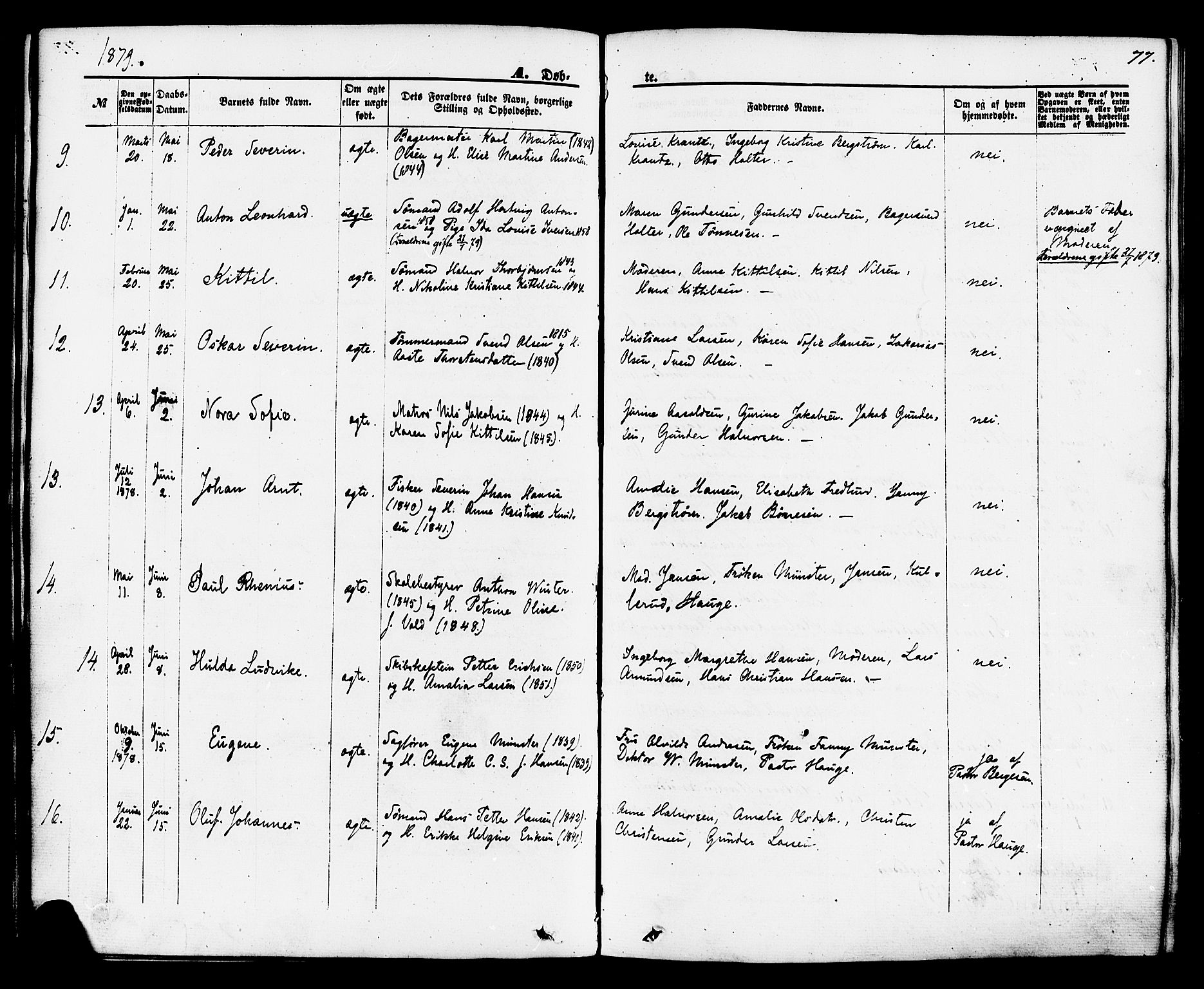 Brevik kirkebøker, AV/SAKO-A-255/F/Fa/L0006: Parish register (official) no. 6, 1866-1881, p. 77