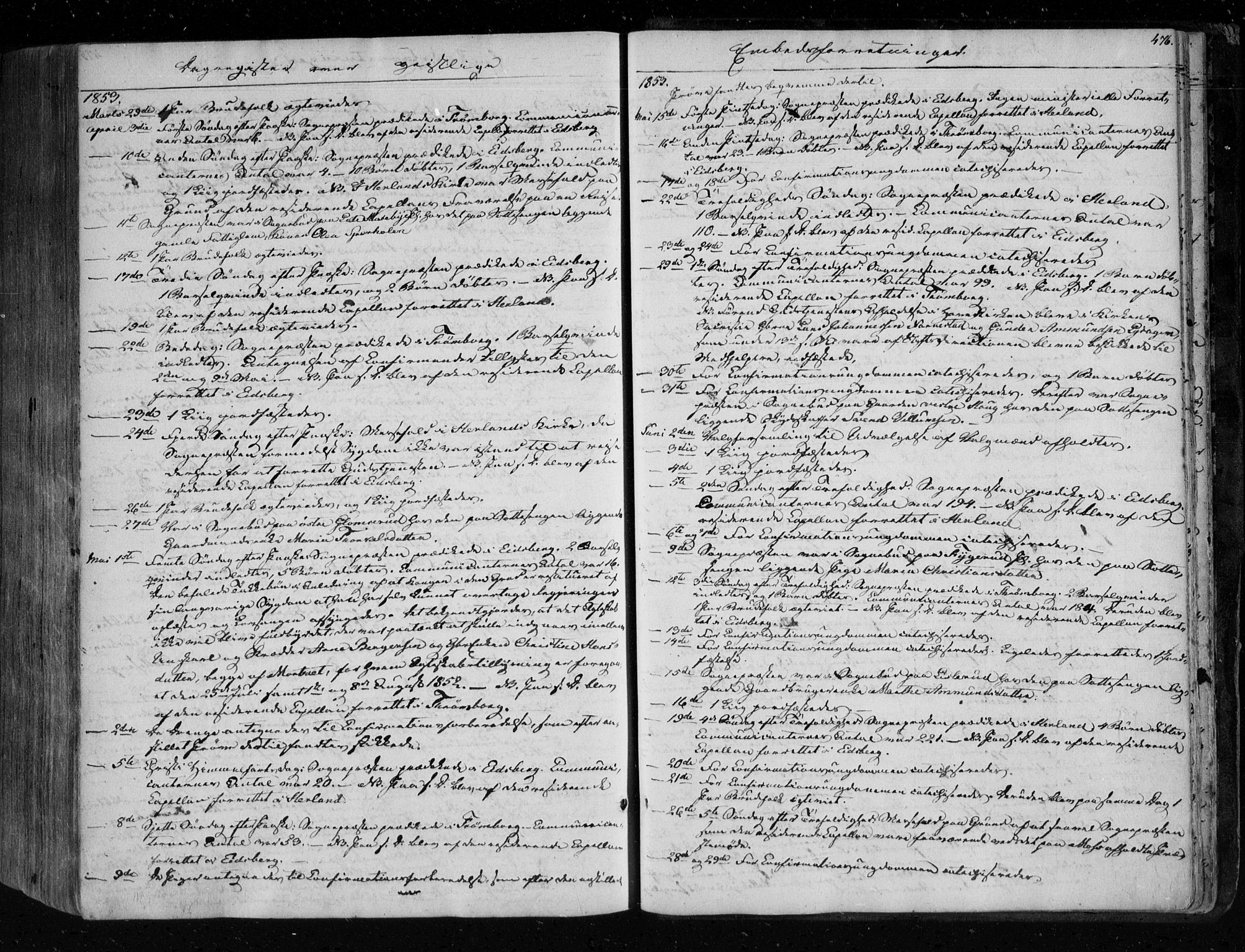 Eidsberg prestekontor Kirkebøker, AV/SAO-A-10905/F/Fa/L0009: Parish register (official) no. I 9, 1849-1856, p. 476