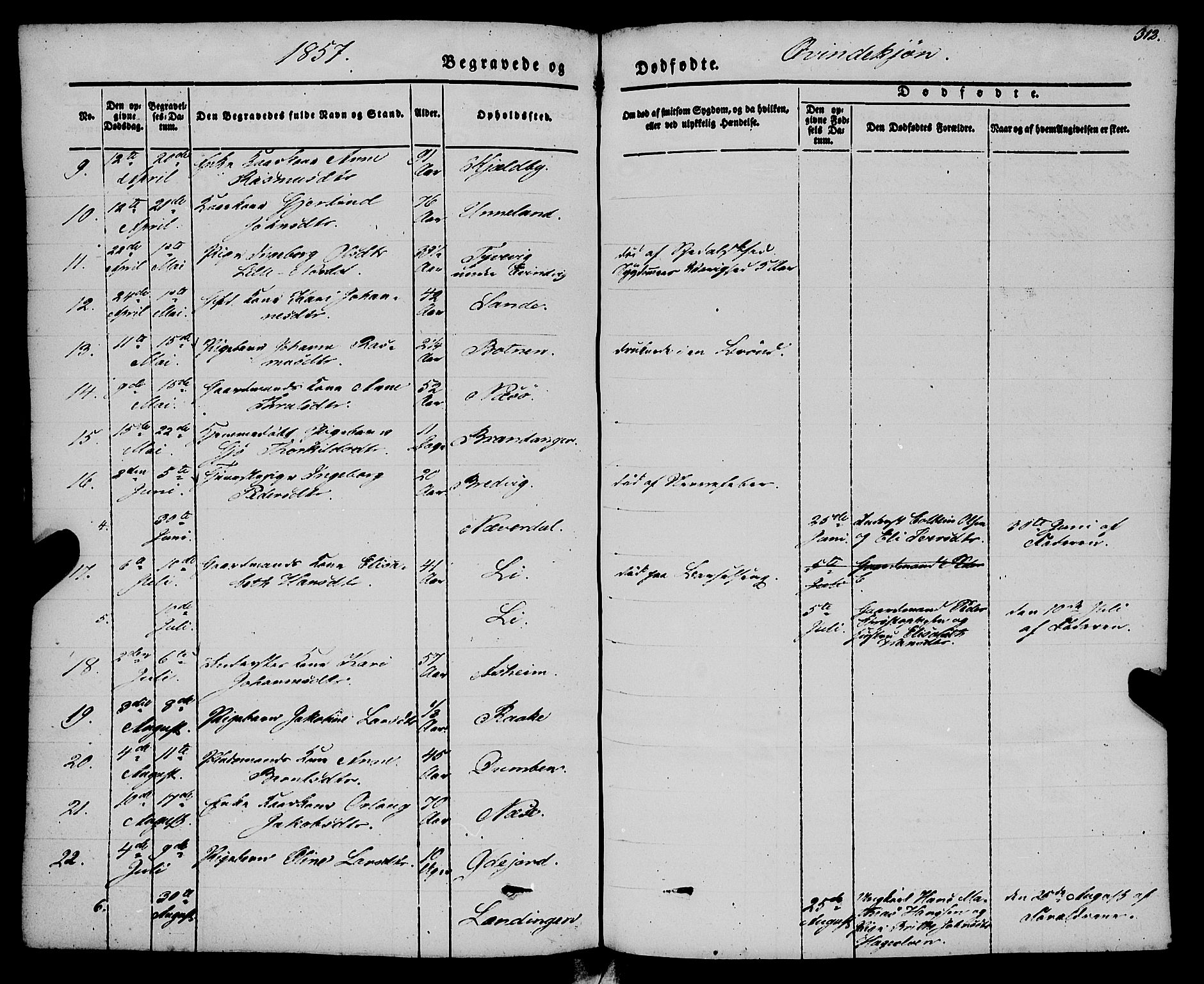 Gulen sokneprestembete, AV/SAB-A-80201/H/Haa/Haaa/L0021: Parish register (official) no. A 21, 1848-1858, p. 312