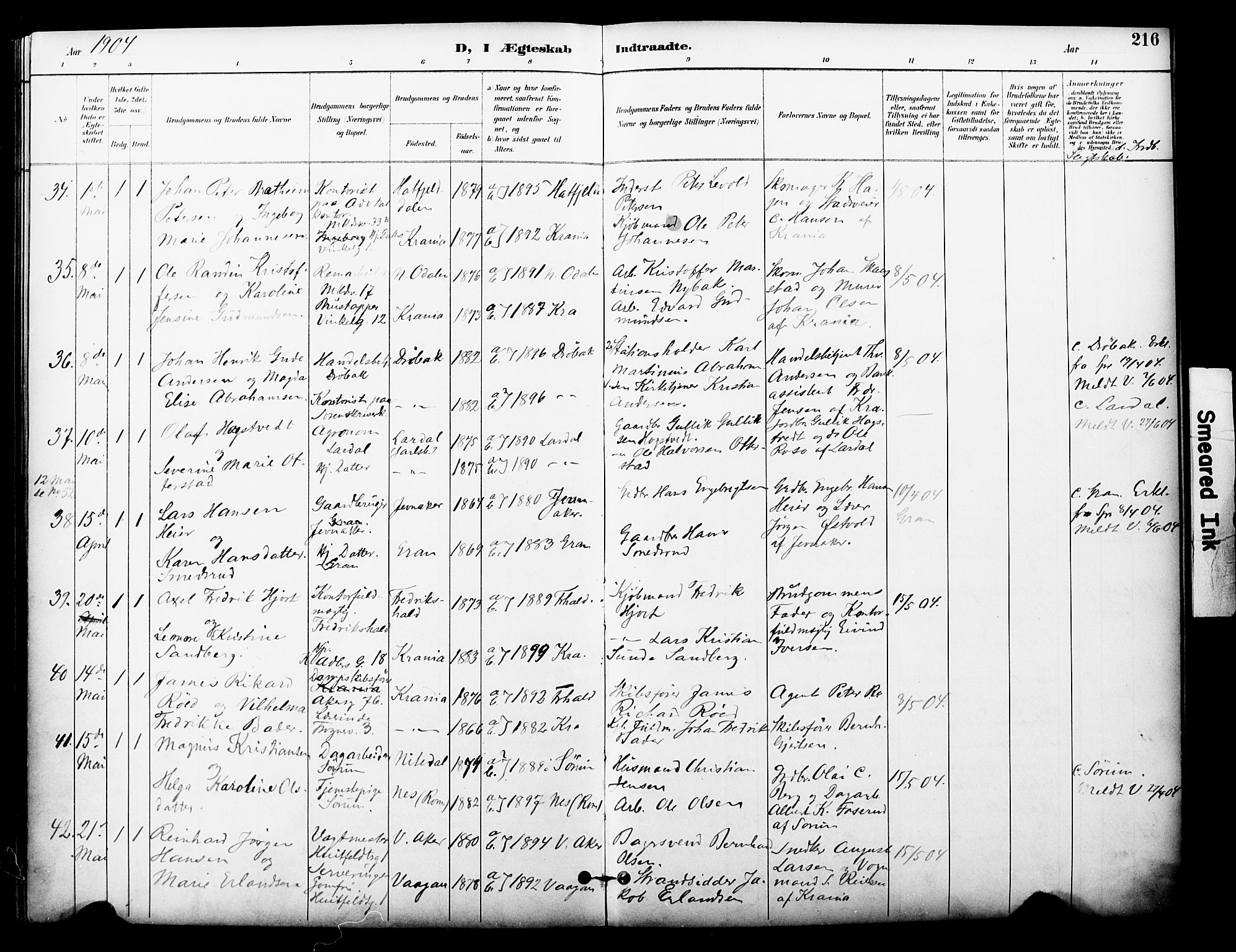 Johannes prestekontor Kirkebøker, AV/SAO-A-10852/F/Fa/L0006: Parish register (official) no. 6, 1893-1906, p. 216