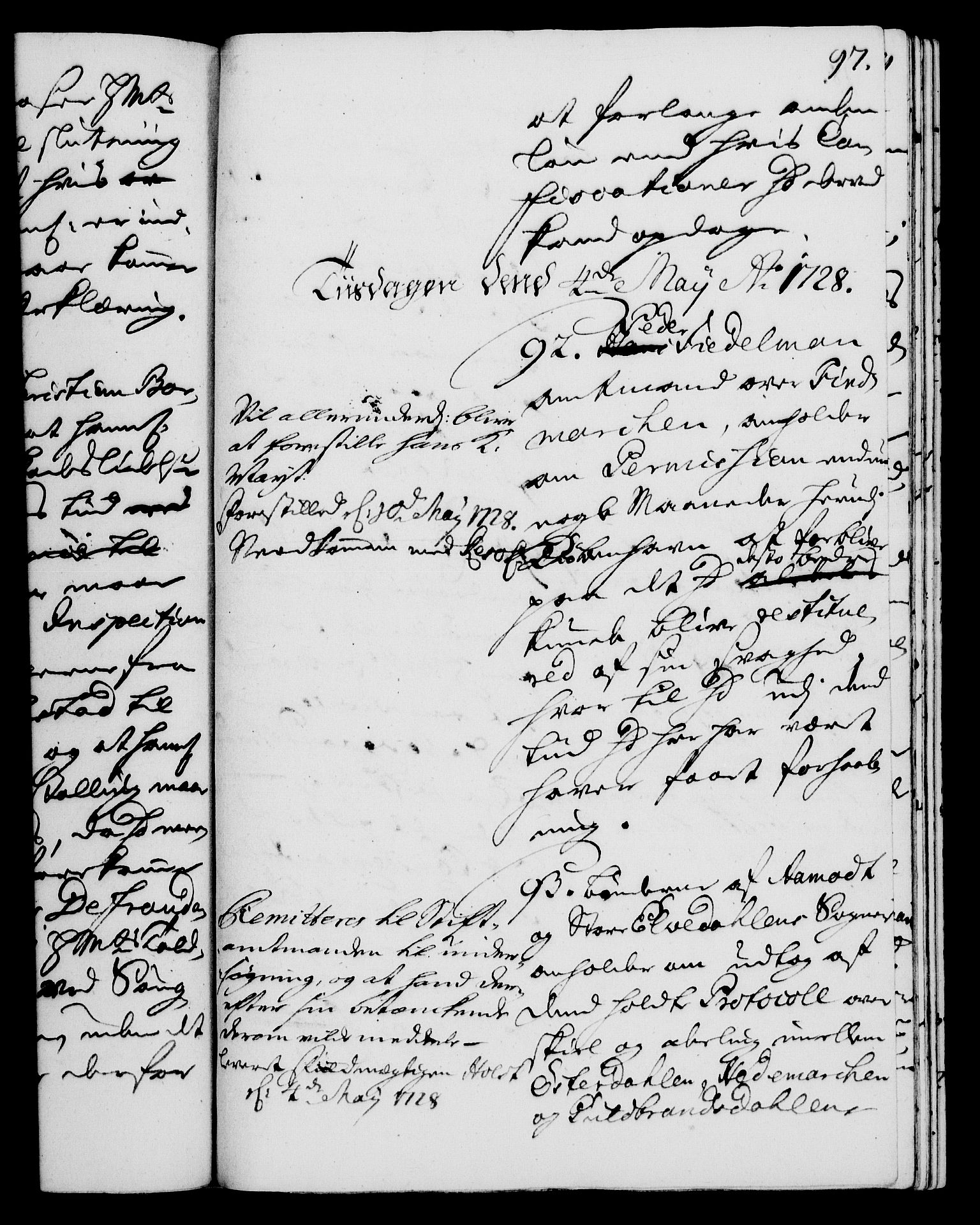 Rentekammeret, Kammerkanselliet, AV/RA-EA-3111/G/Gh/Gha/L0010: Norsk ekstraktmemorialprotokoll (merket RK 53.55), 1728, p. 97