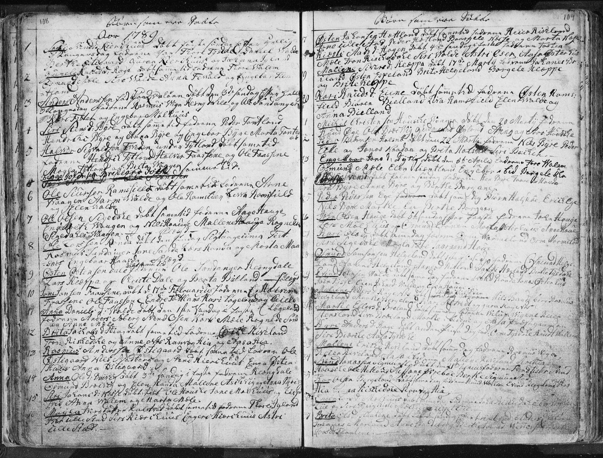 Hjelmeland sokneprestkontor, SAST/A-101843/01/IV/L0001: Parish register (official) no. A 1, 1760-1799, p. 108-109