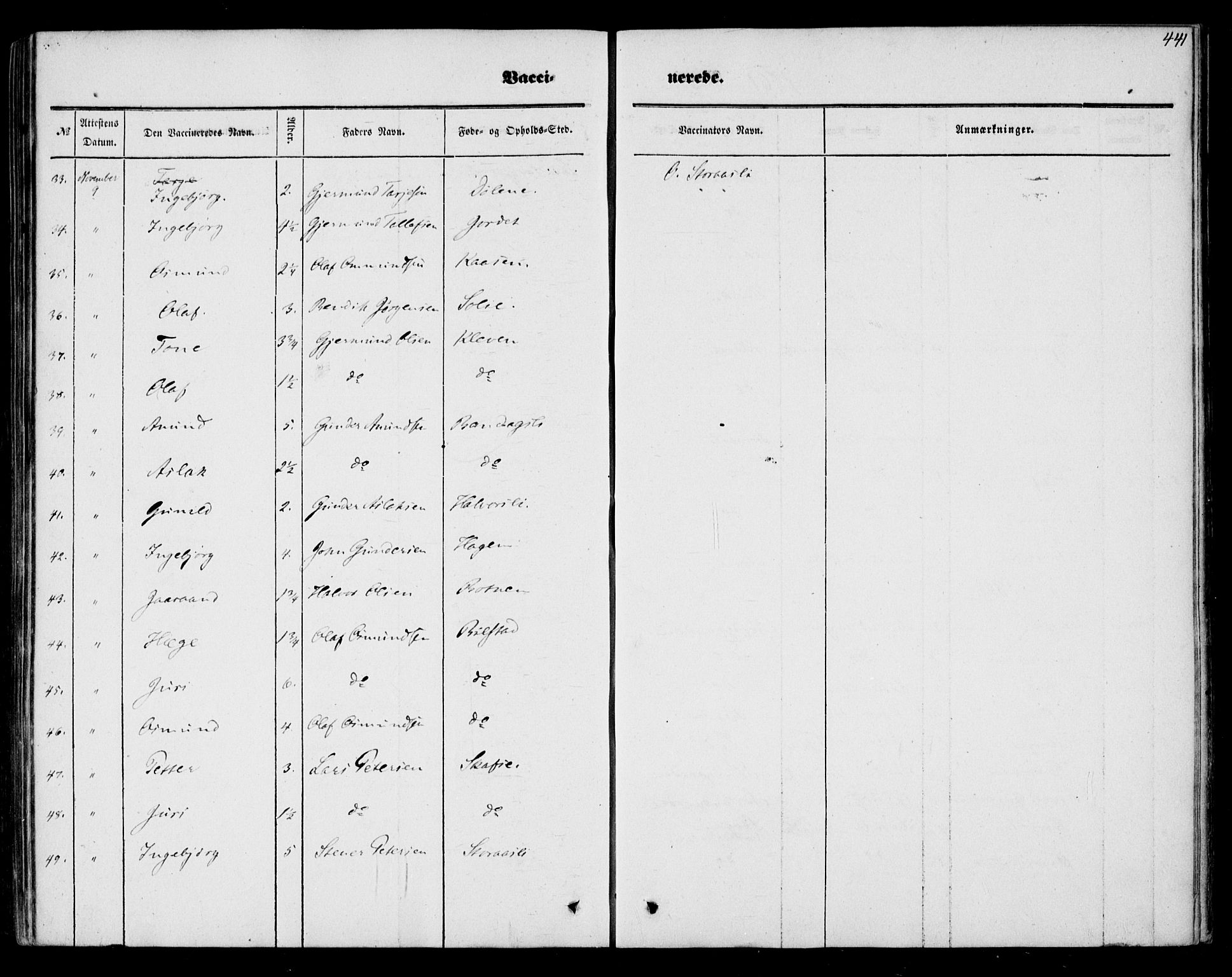 Mo kirkebøker, SAKO/A-286/F/Fa/L0005: Parish register (official) no. I 5, 1844-1864, p. 441