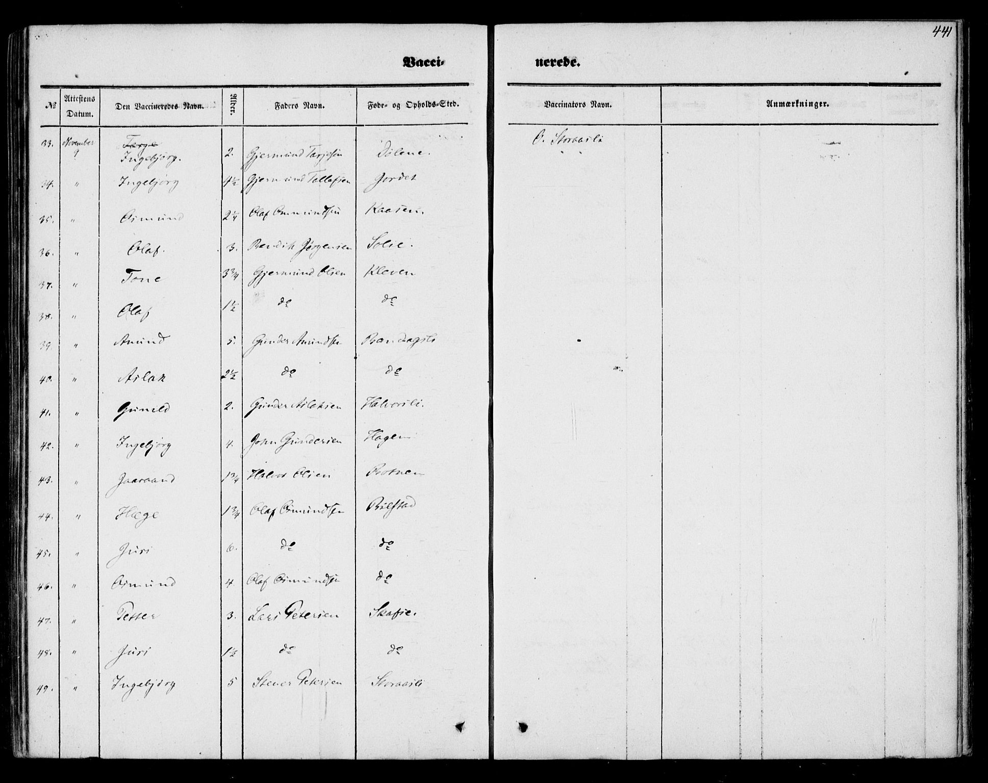 Mo kirkebøker, AV/SAKO-A-286/F/Fa/L0005: Parish register (official) no. I 5, 1844-1864, p. 441