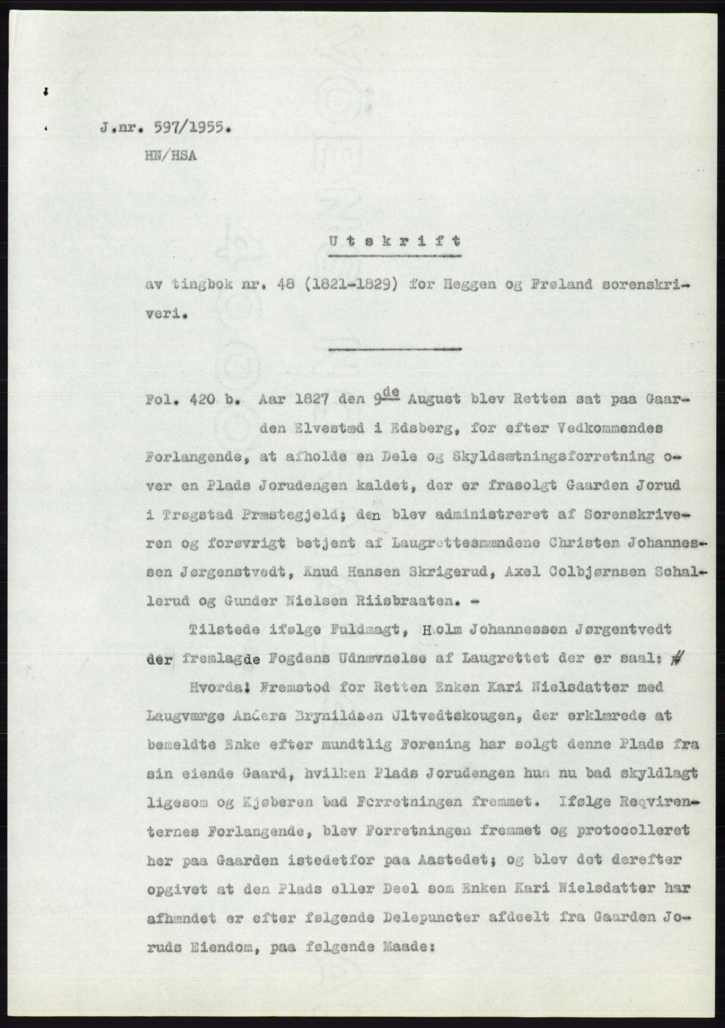 Statsarkivet i Oslo, AV/SAO-A-10621/Z/Zd/L0002: Avskrifter, j.nr 5-691/1955, 1955, p. 405