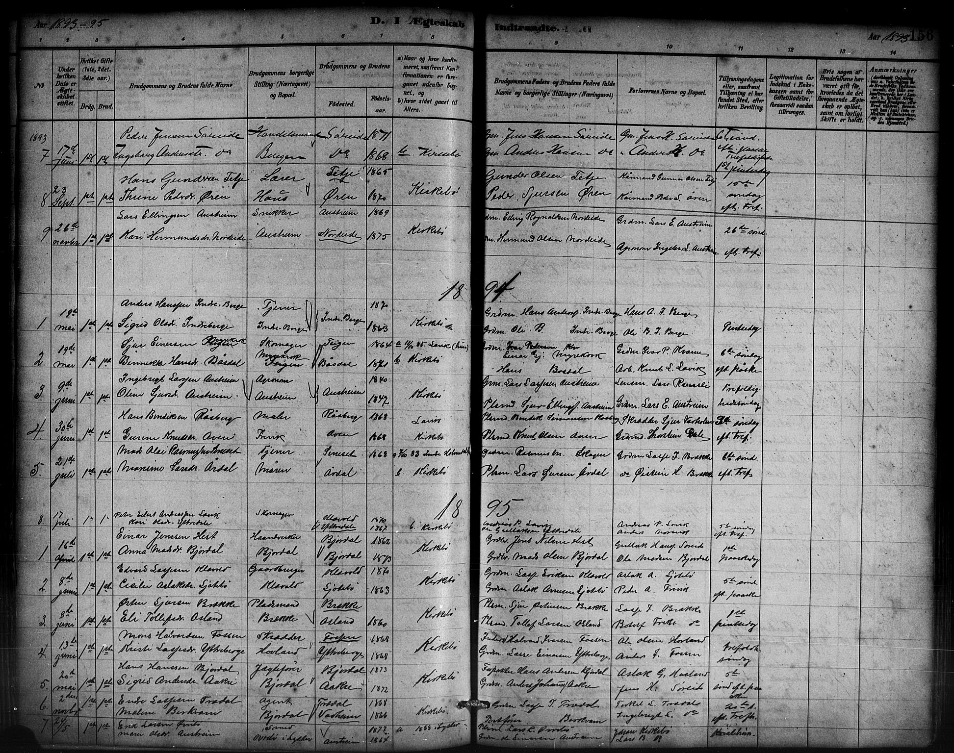 Lavik sokneprestembete, AV/SAB-A-80901: Parish register (copy) no. B 3, 1882-1913, p. 156