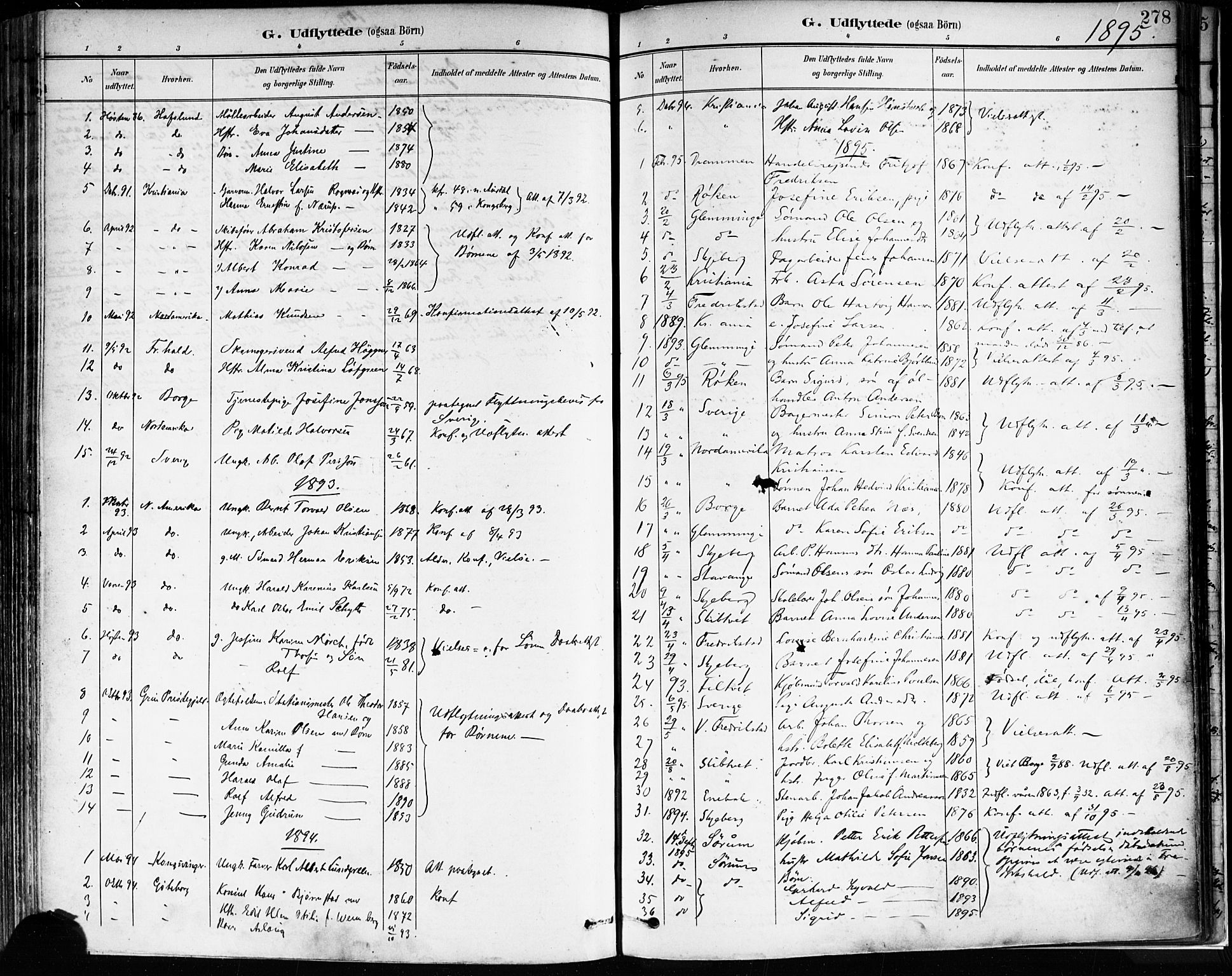 Sarpsborg prestekontor Kirkebøker, AV/SAO-A-2006/F/Fa/L0004: Parish register (official) no. 4, 1892-1899, p. 278