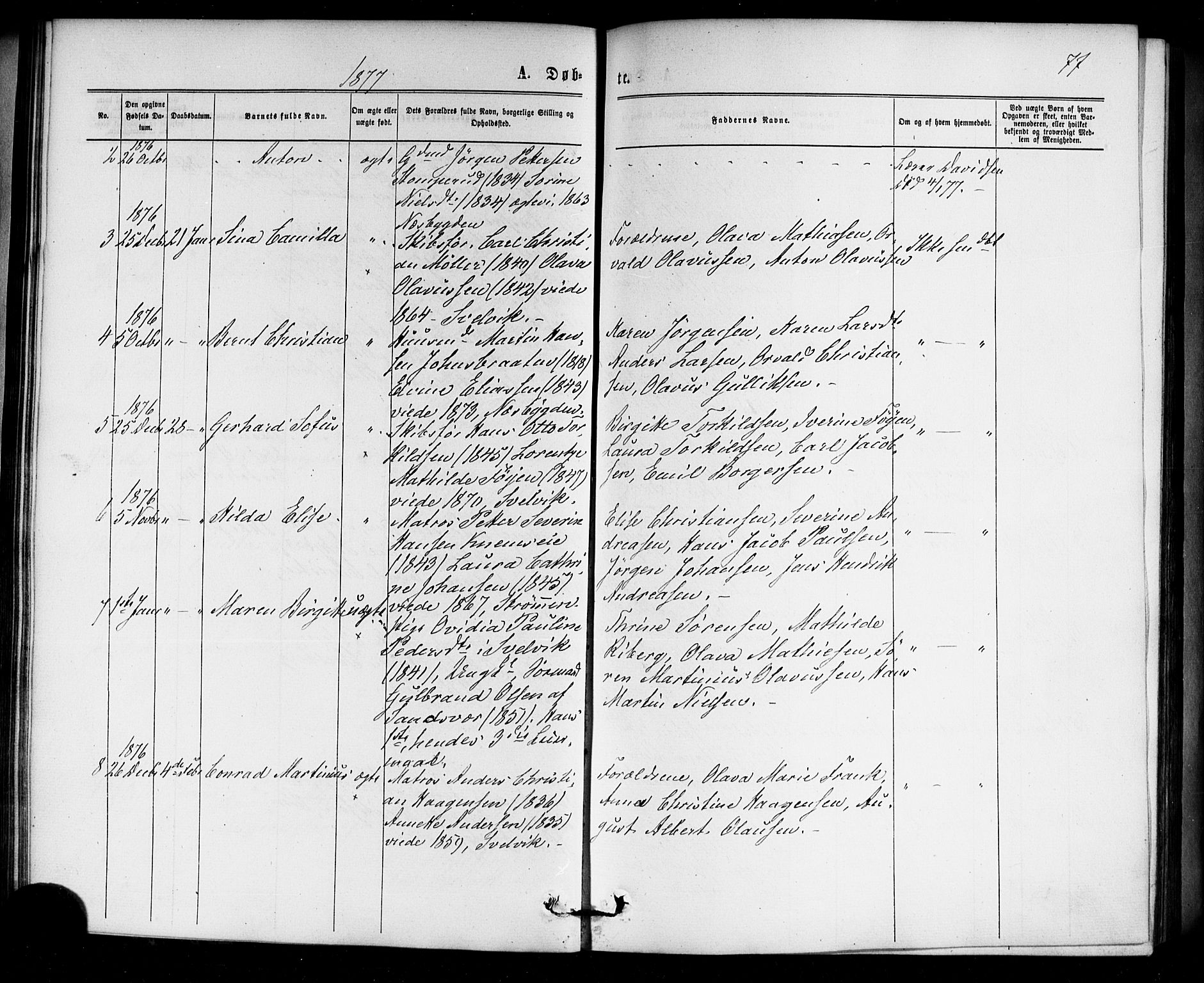 Strømm kirkebøker, AV/SAKO-A-322/F/Fa/L0002: Parish register (official) no. I 2, 1870-1877, p. 77