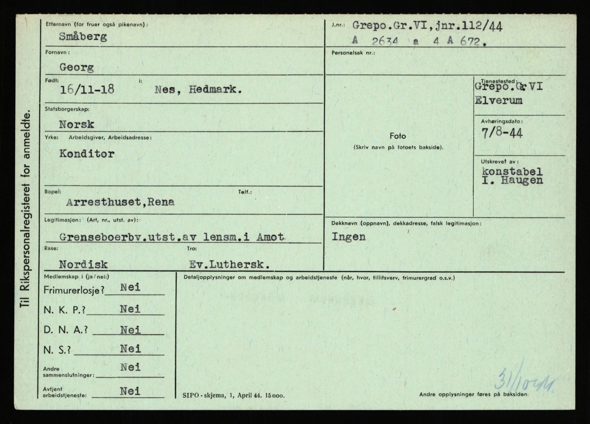 Statspolitiet - Hovedkontoret / Osloavdelingen, AV/RA-S-1329/C/Ca/L0014: Seterlien - Svartås, 1943-1945, p. 1809