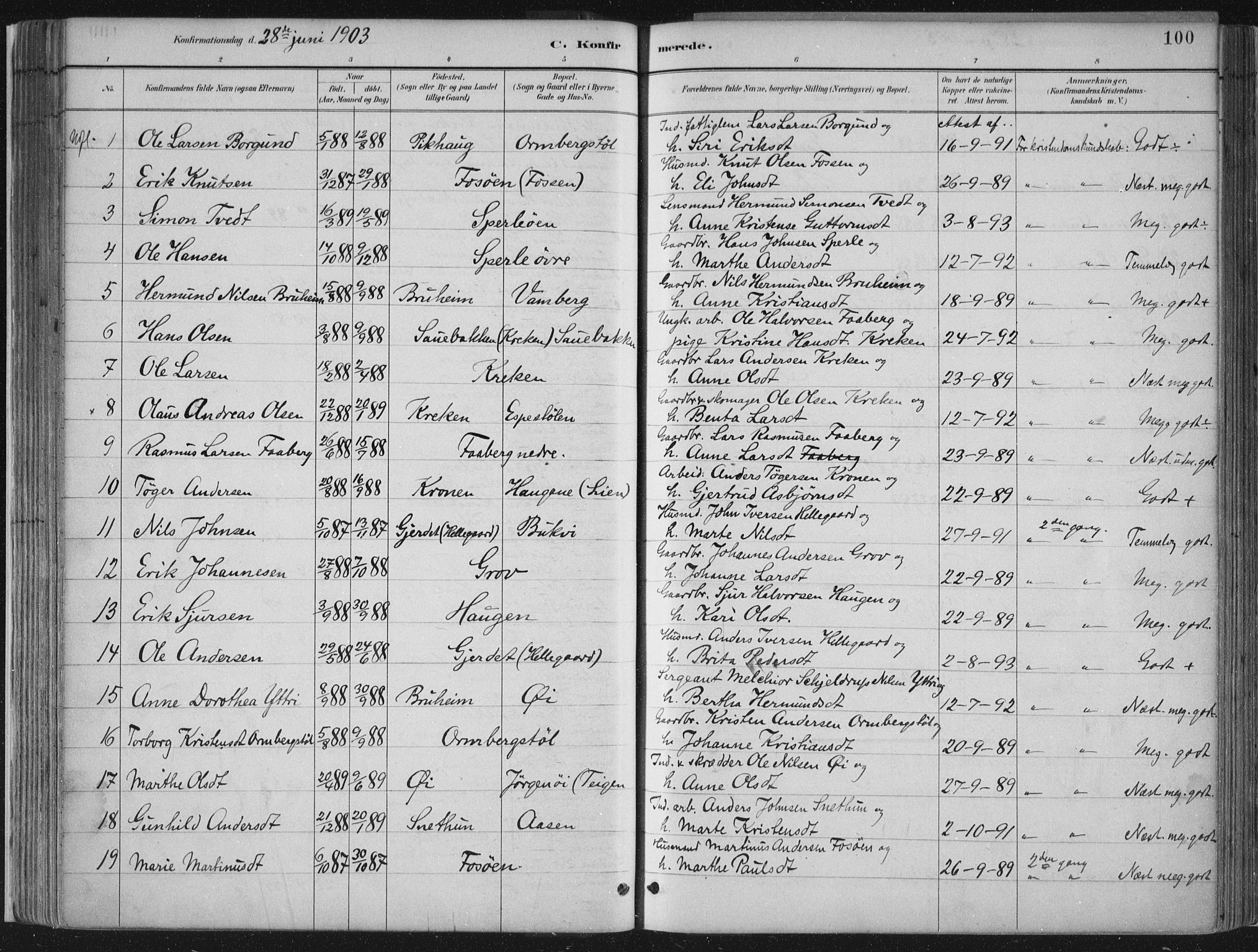 Jostedal sokneprestembete, AV/SAB-A-80601/H/Haa/Haab/L0001: Parish register (official) no. B 1, 1887-1914, p. 100