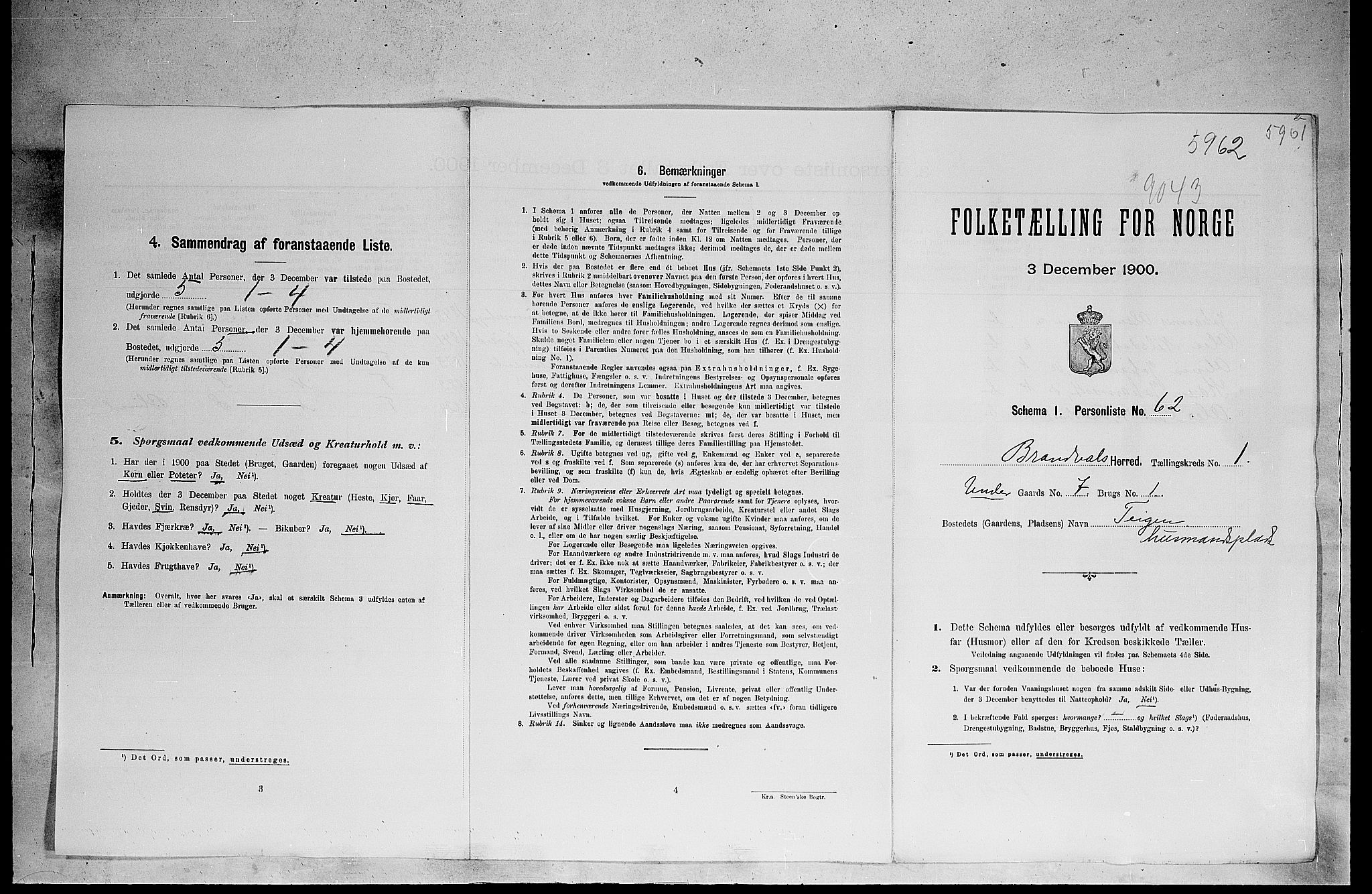 SAH, 1900 census for Brandval, 1900, p. 46