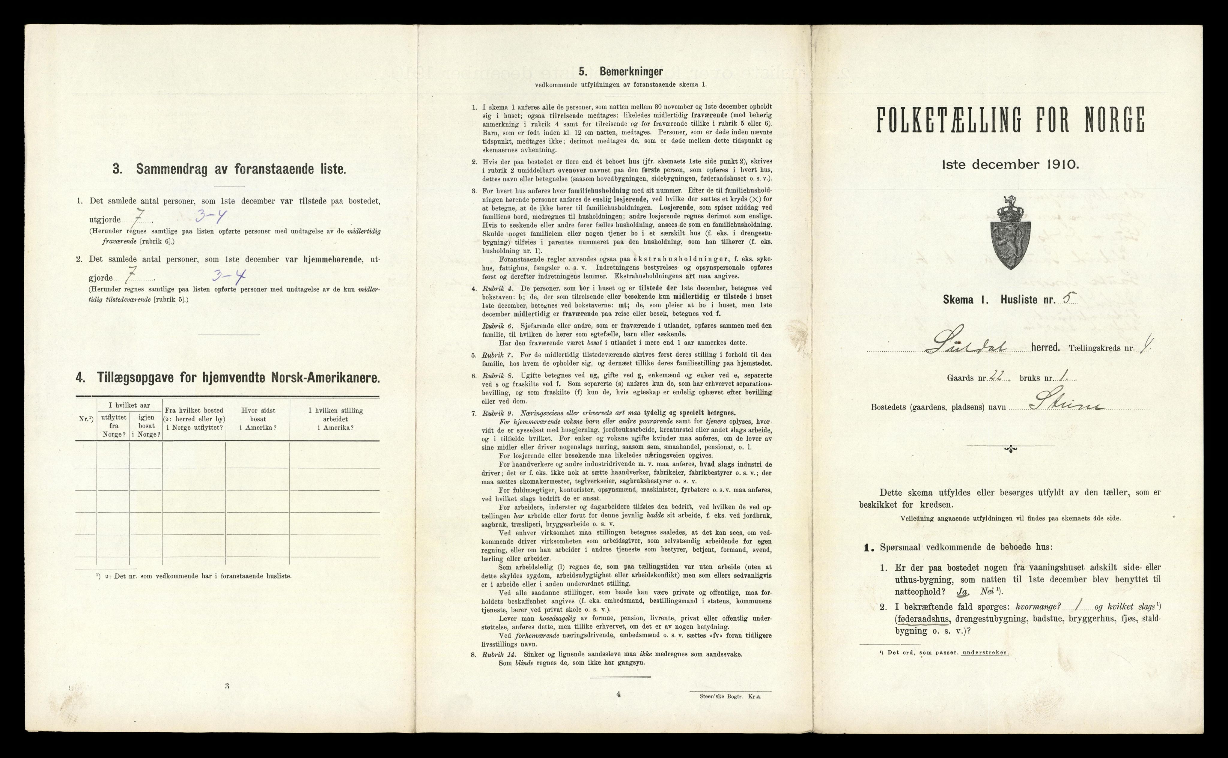 RA, 1910 census for Suldal, 1910, p. 203