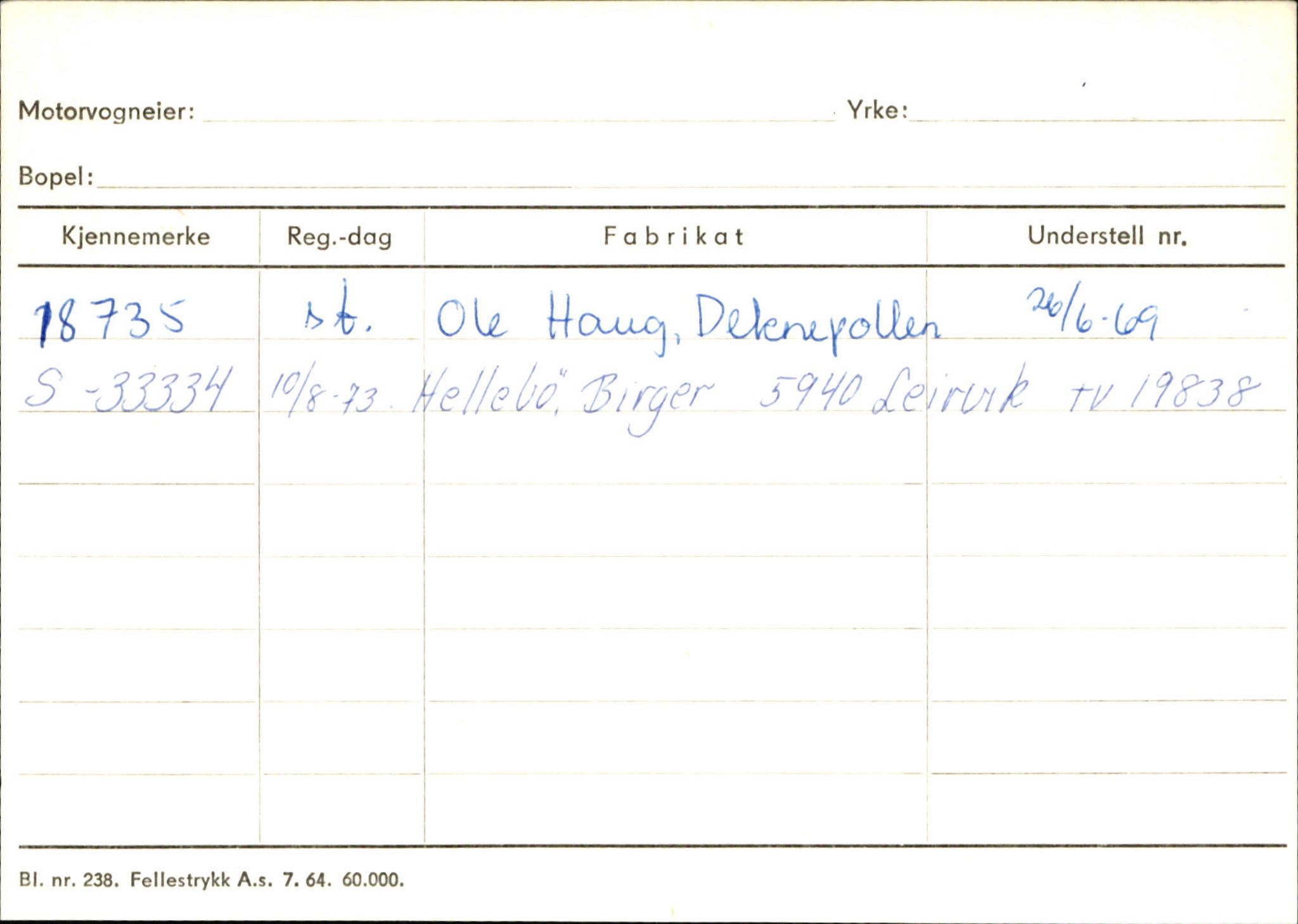 Statens vegvesen, Sogn og Fjordane vegkontor, SAB/A-5301/4/F/L0132: Eigarregister Askvoll A-Å. Balestrand A-Å, 1945-1975, p. 603