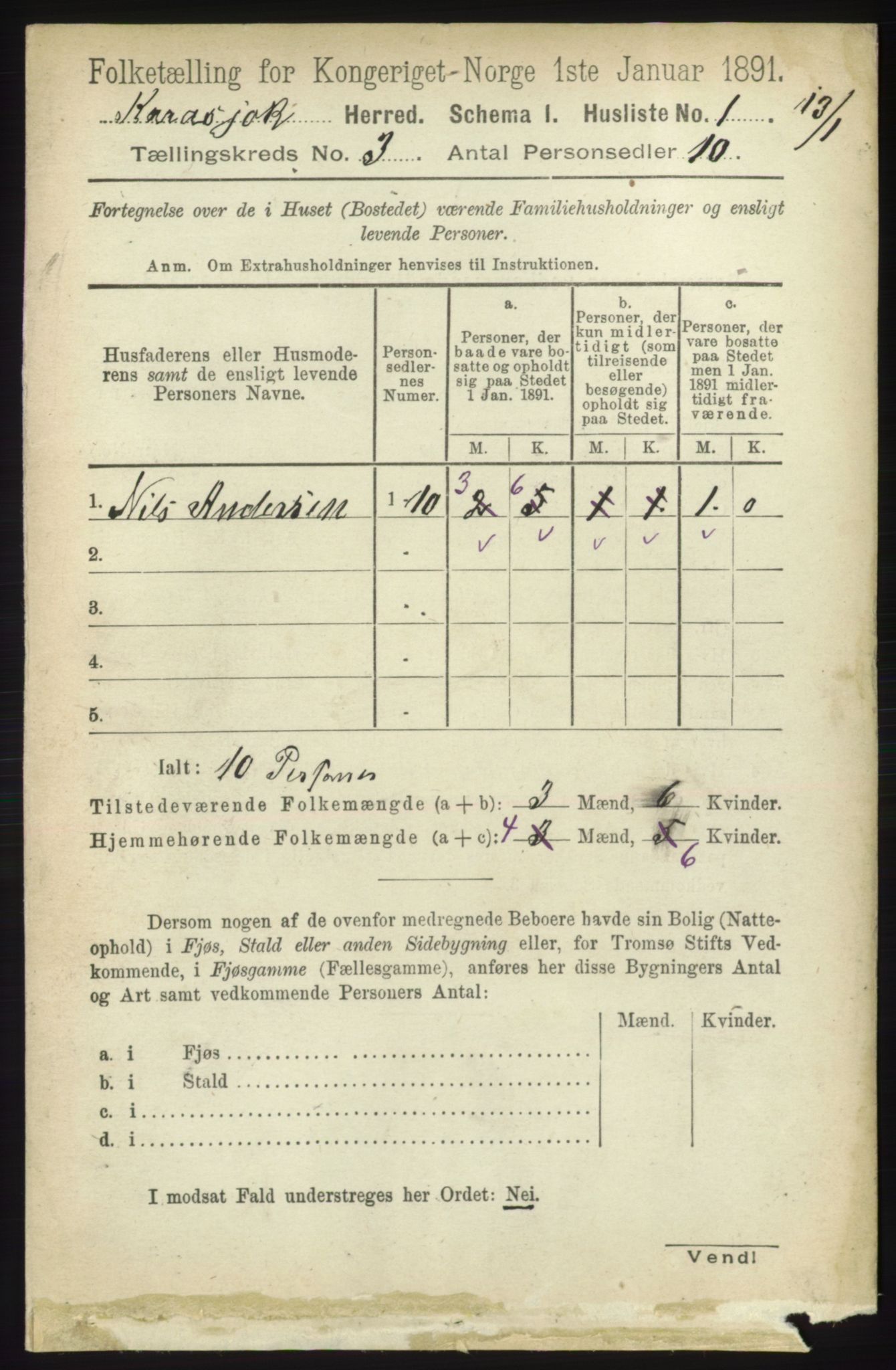 RA, 1891 census for 2021 Karasjok, 1891, p. 532