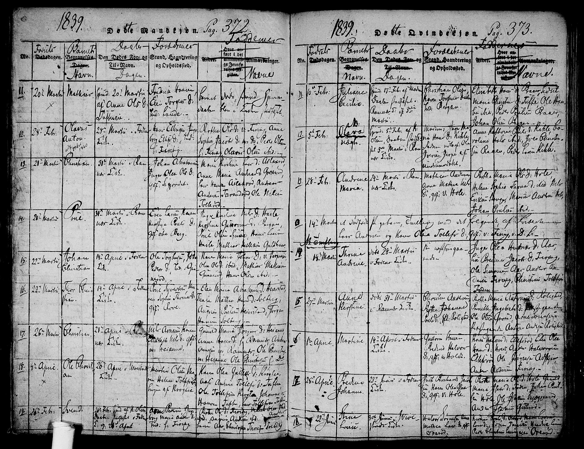 Ramnes kirkebøker, AV/SAKO-A-314/F/Fa/L0004: Parish register (official) no. I 4, 1813-1840, p. 372-373