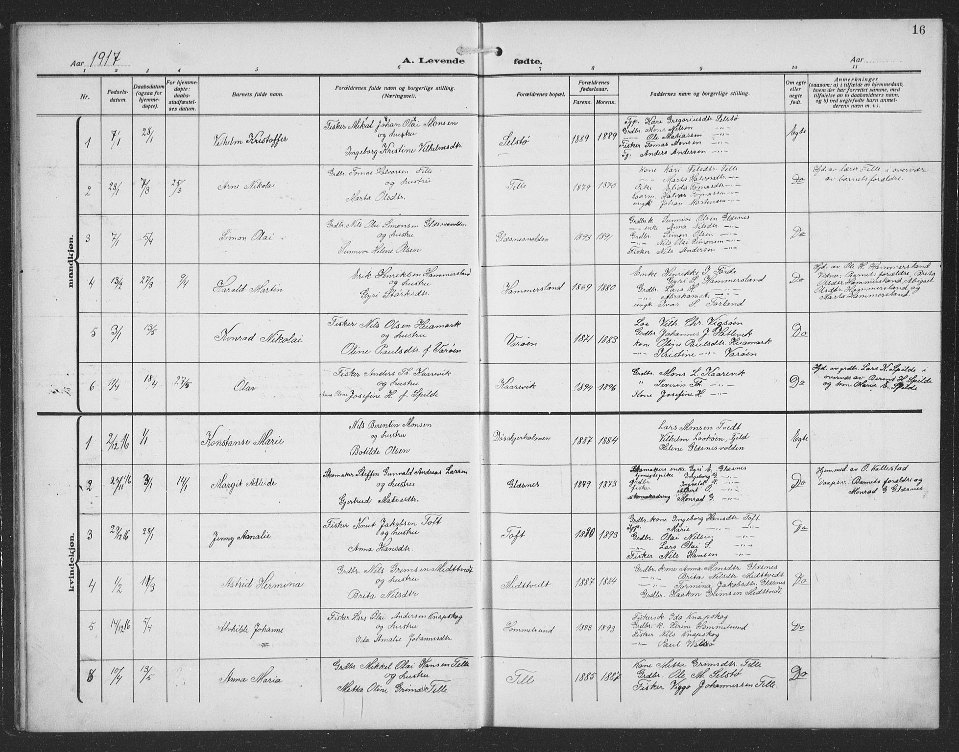 Sund sokneprestembete, AV/SAB-A-99930: Parish register (copy) no. C 1, 1913-1928, p. 16