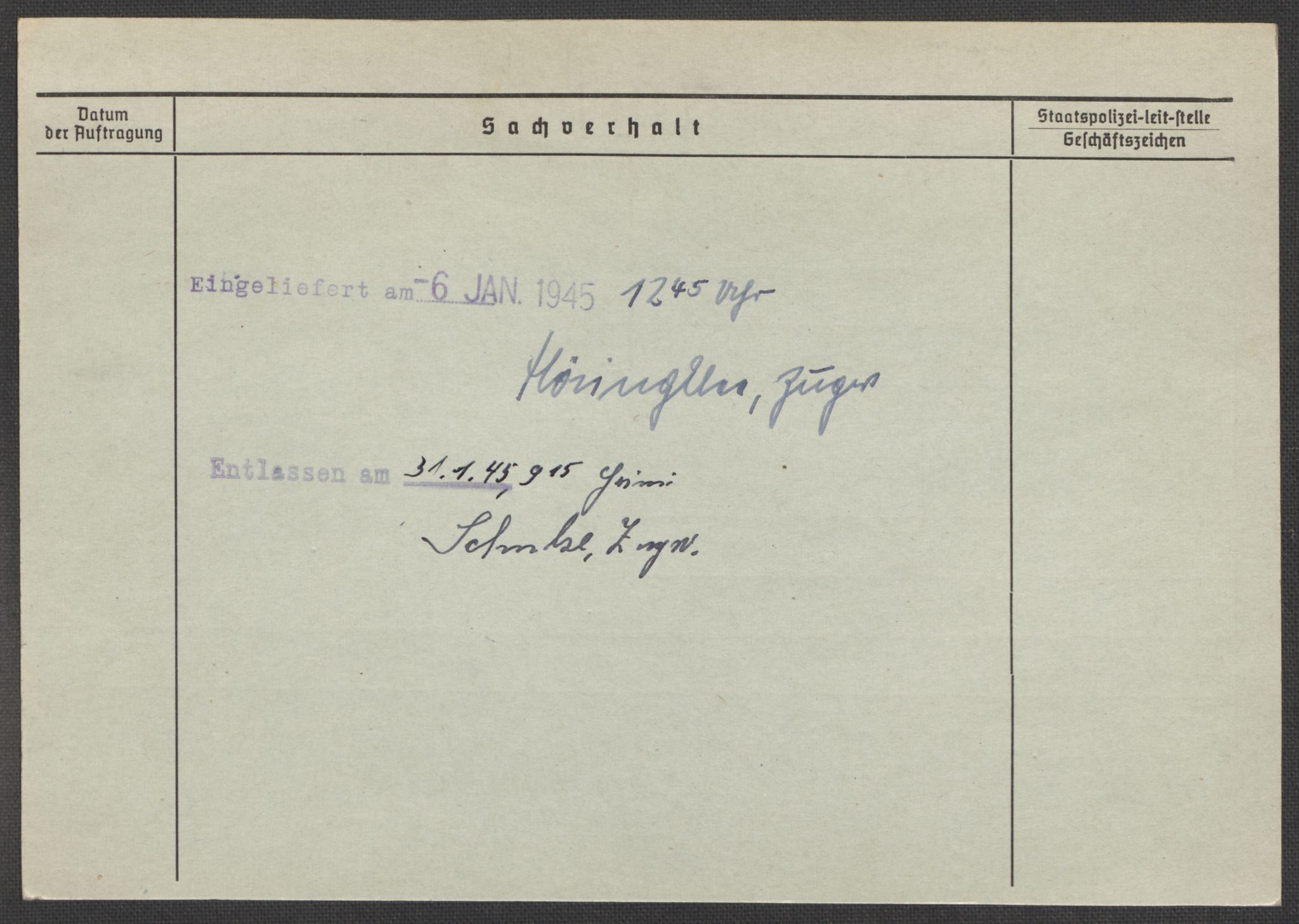 Befehlshaber der Sicherheitspolizei und des SD, AV/RA-RAFA-5969/E/Ea/Eaa/L0005: Register over norske fanger i Møllergata 19: Hø-Kj, 1940-1945, p. 1066