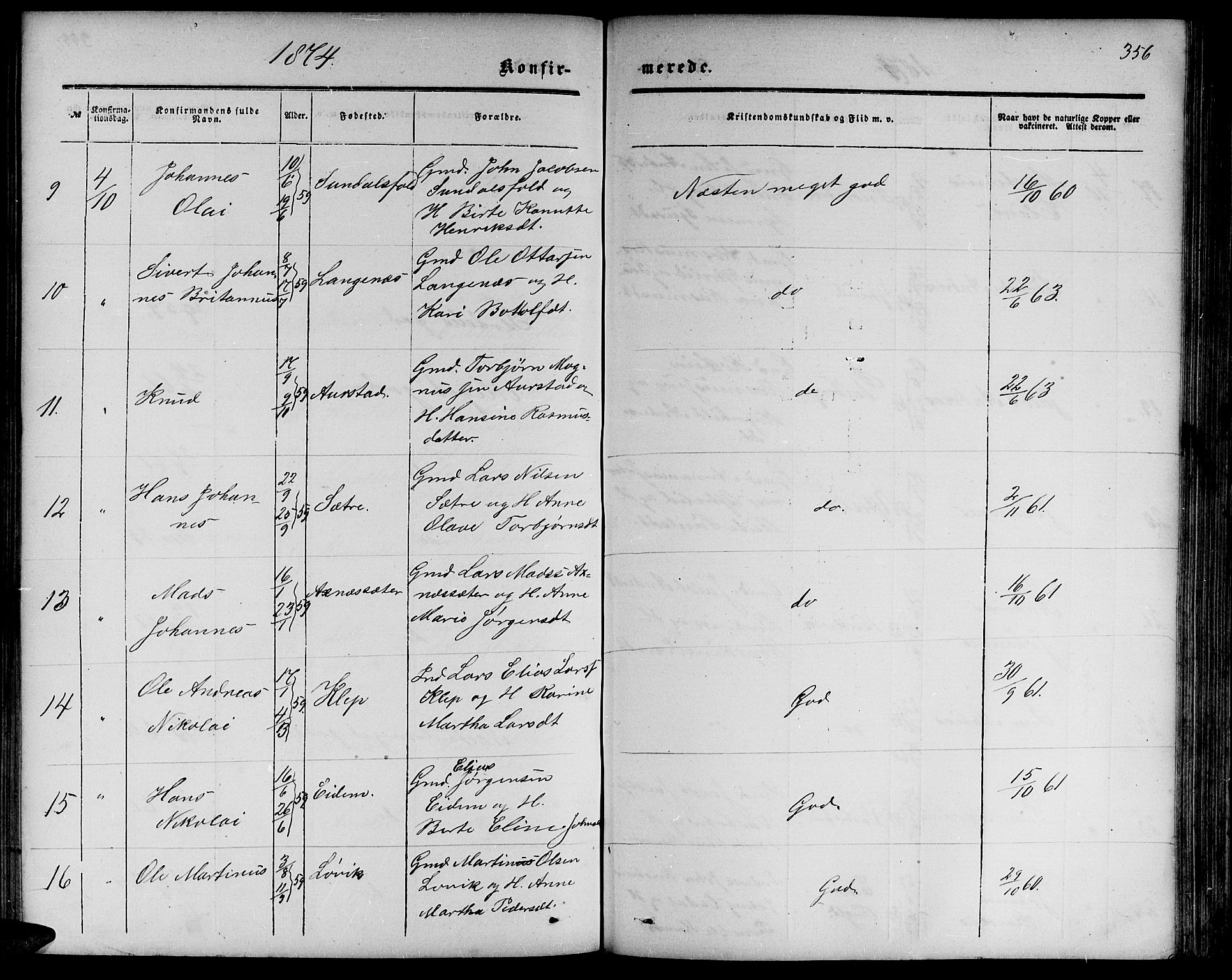 Ministerialprotokoller, klokkerbøker og fødselsregistre - Møre og Romsdal, AV/SAT-A-1454/511/L0157: Parish register (copy) no. 511C03, 1864-1884, p. 356