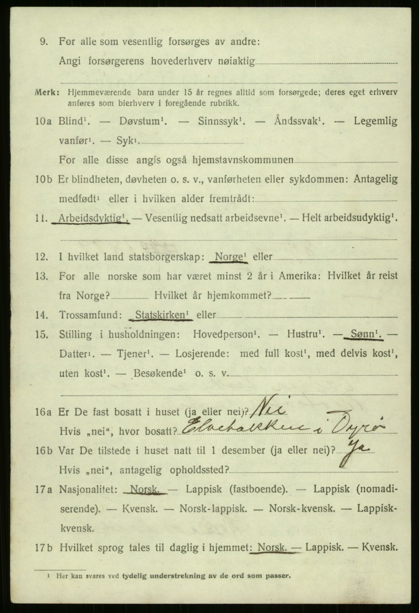 SATØ, 1920 census for Bjarkøy, 1920, p. 1558