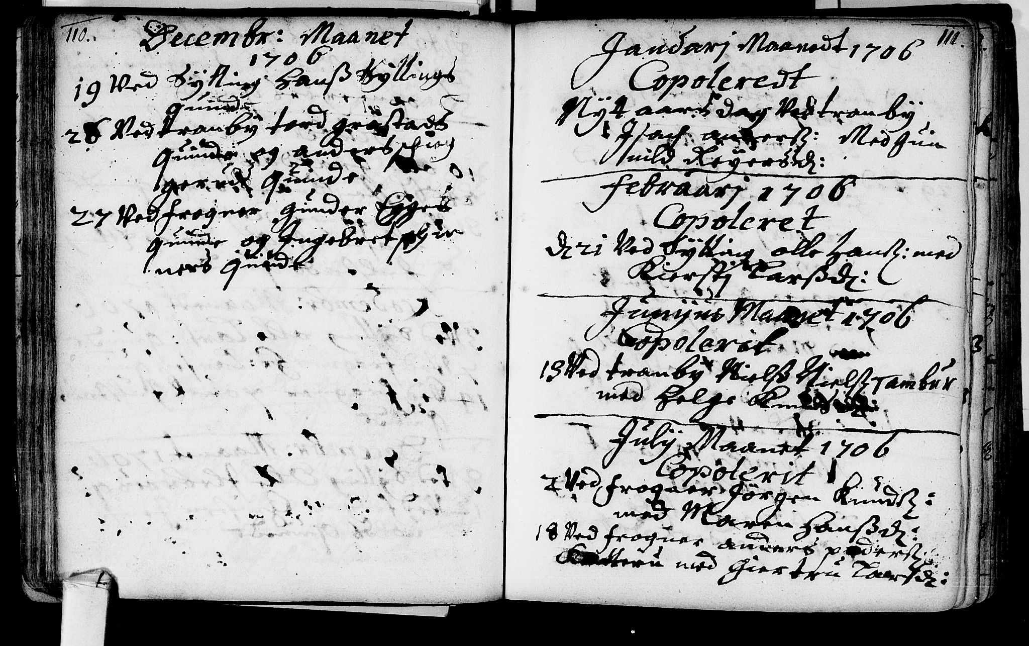 Lier kirkebøker, AV/SAKO-A-230/F/Fa/L0002: Parish register (official) no. I 2, 1701-1726, p. 110-111