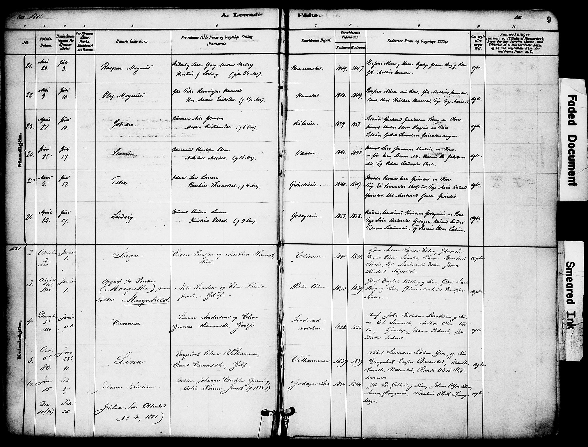 Stange prestekontor, AV/SAH-PREST-002/K/L0017: Parish register (official) no. 17, 1880-1893, p. 9