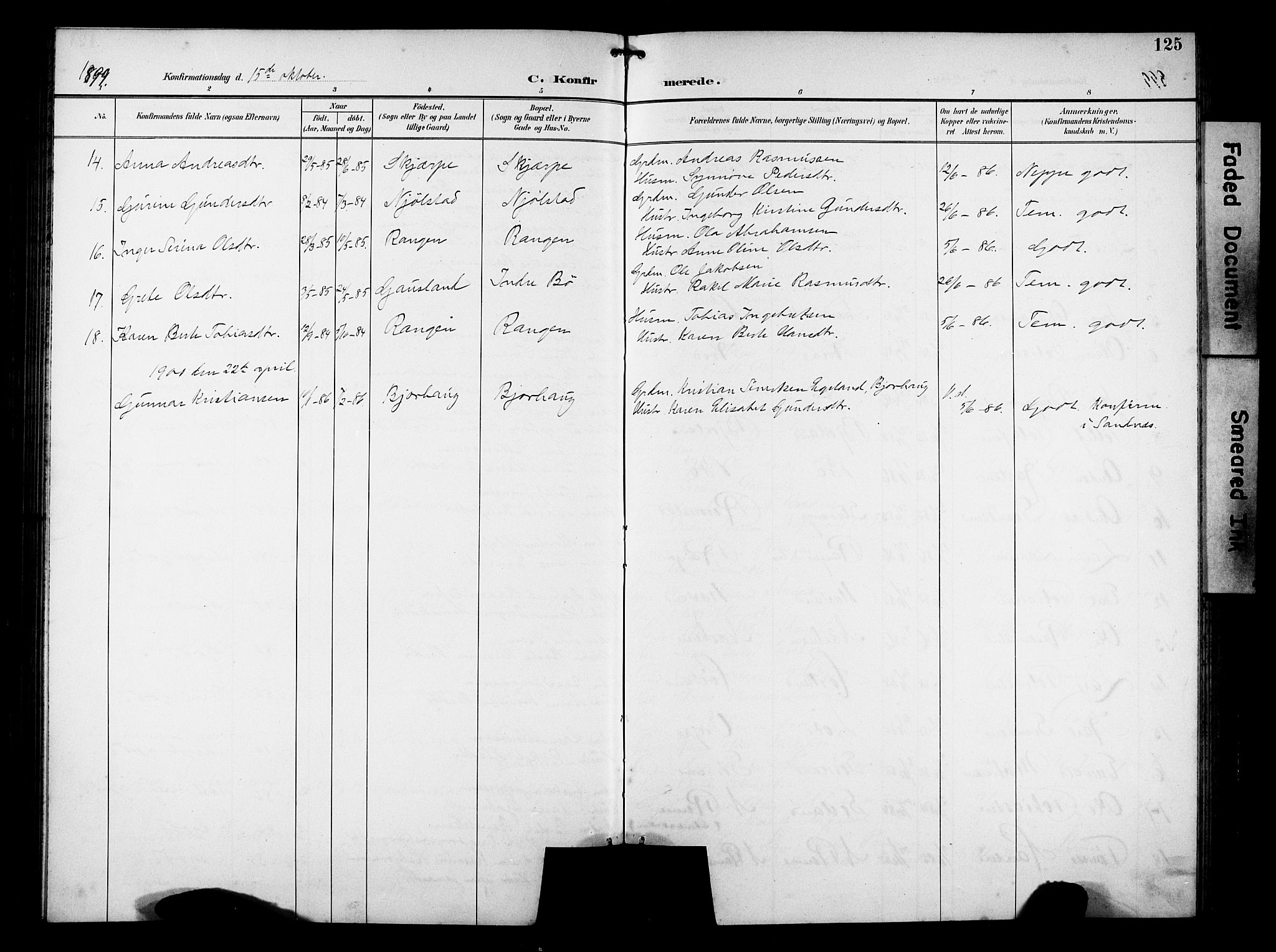 Hå sokneprestkontor, AV/SAST-A-101801/001/30BB/L0005: Parish register (copy) no. B 5, 1894-1912, p. 125