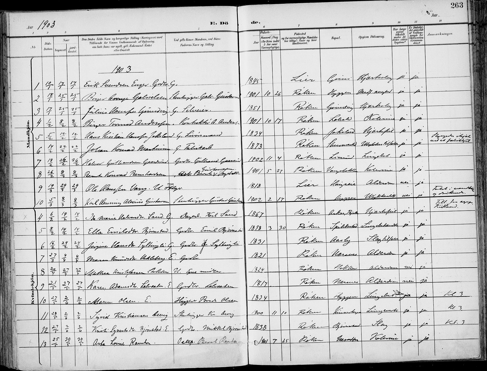 Røyken kirkebøker, AV/SAKO-A-241/F/Fa/L0009: Parish register (official) no. 9, 1898-1911, p. 263